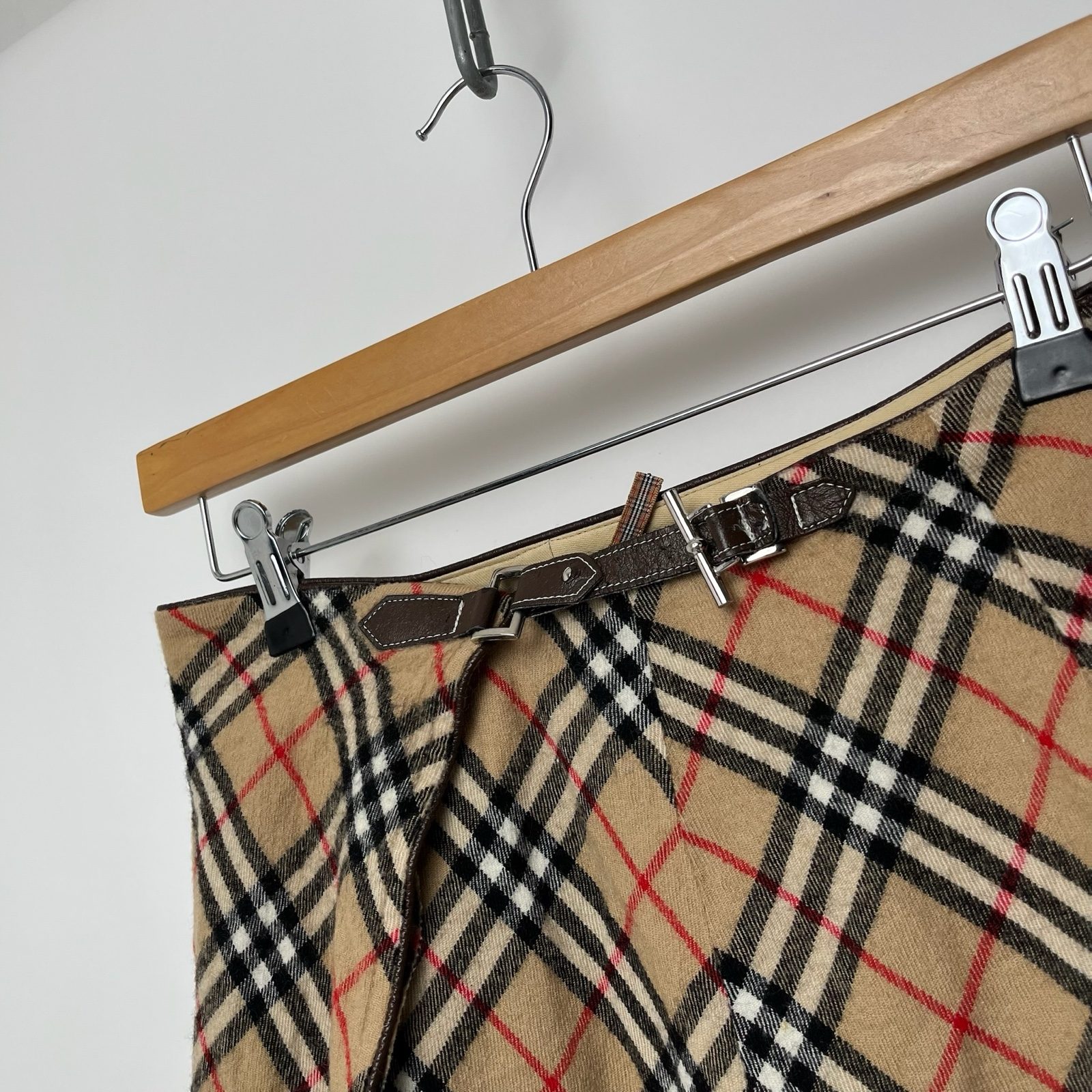 Burberry Blue Label Vintage Nova Check Beige Wrap Around Midi Skirt - S image 4