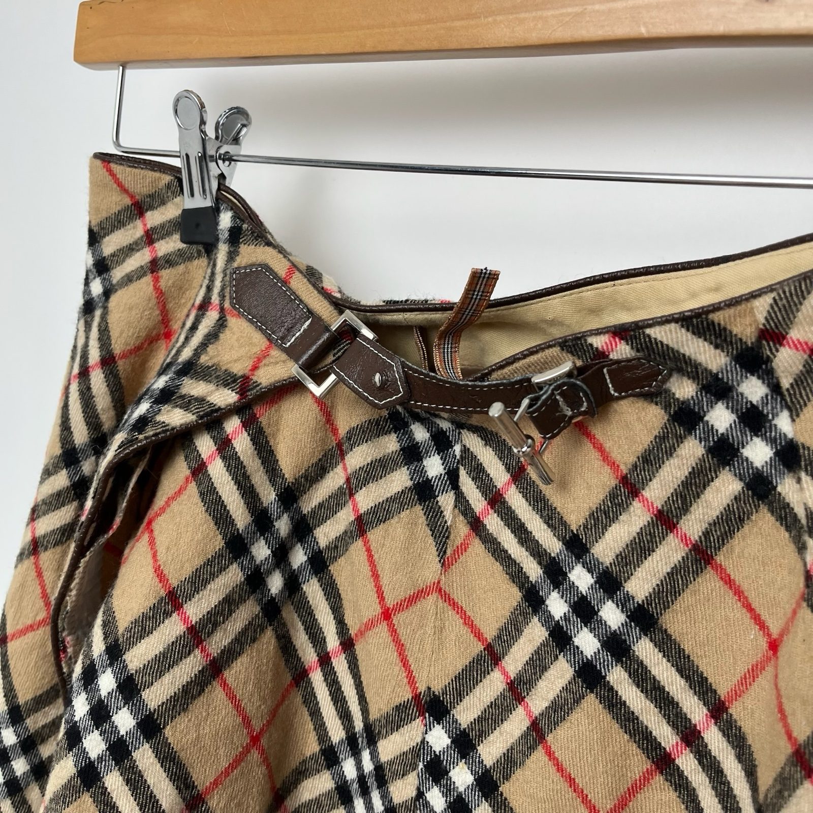 Burberry Blue Label Vintage Nova Check Beige Wrap Around Midi Skirt - S image 6