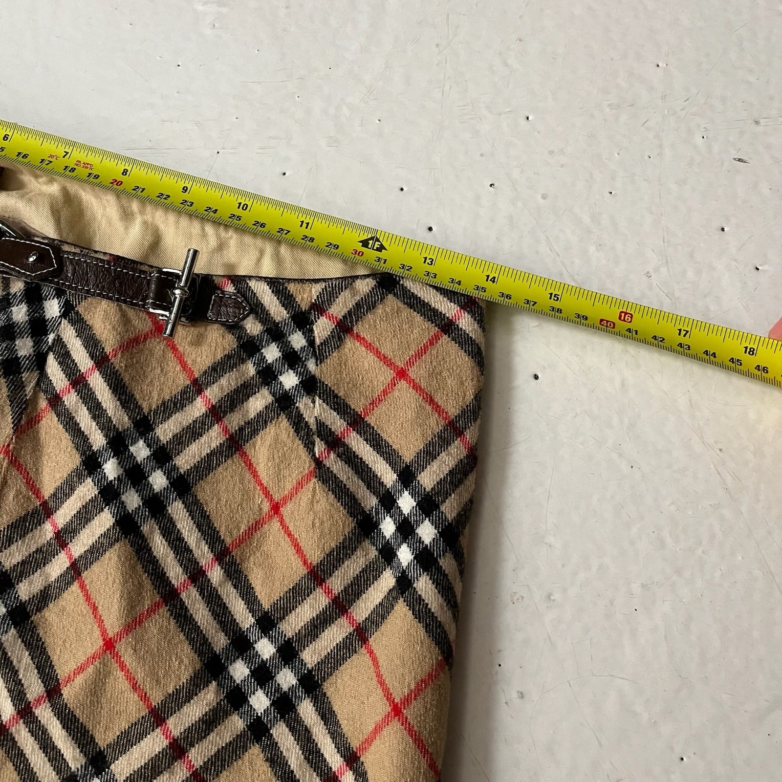 Burberry Blue Label Vintage Nova Check Beige Wrap Around Midi Skirt - S image 10