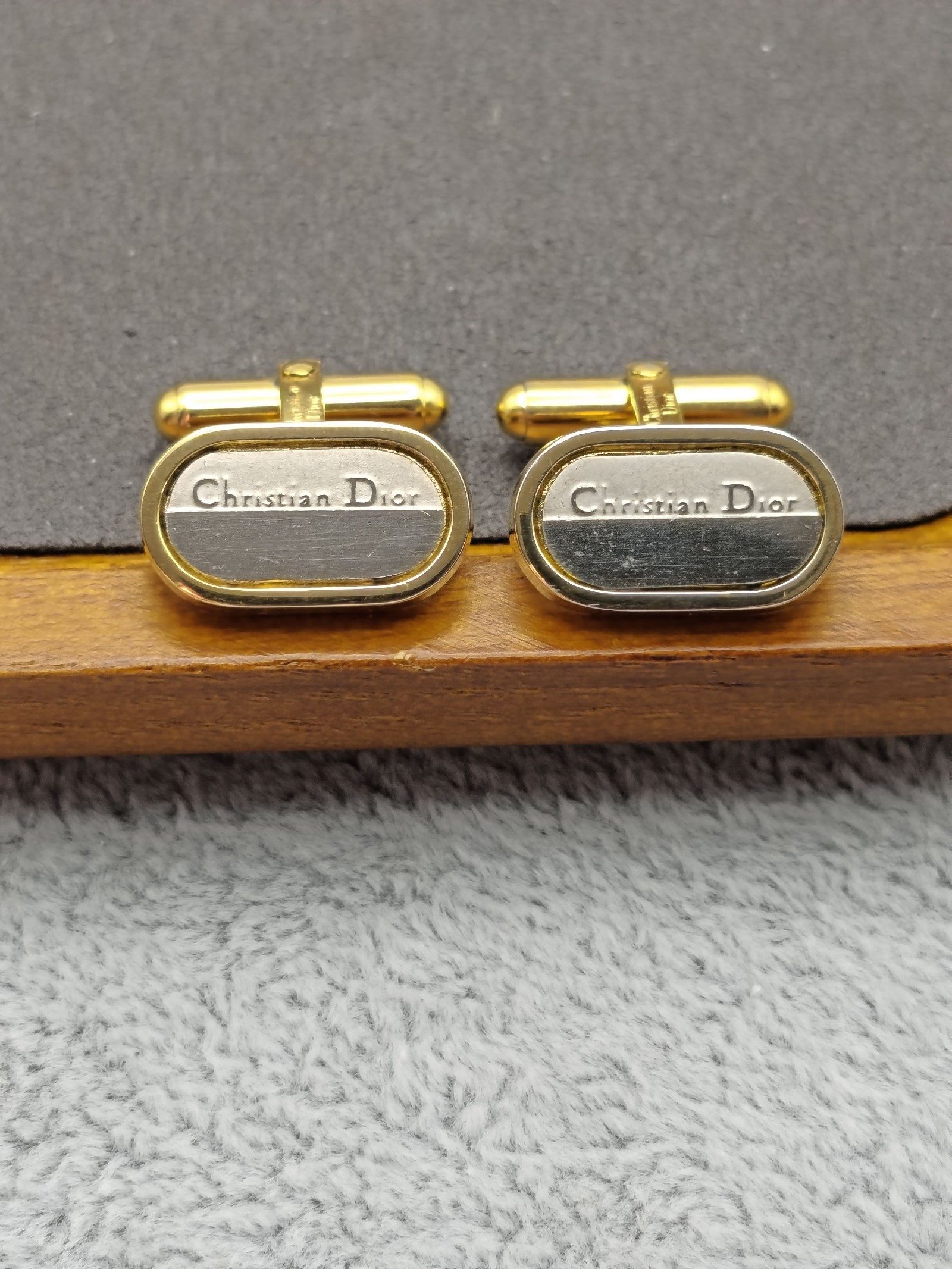 Christian Dior Gold Tone Cufflinks & Tie Clip Set image 5