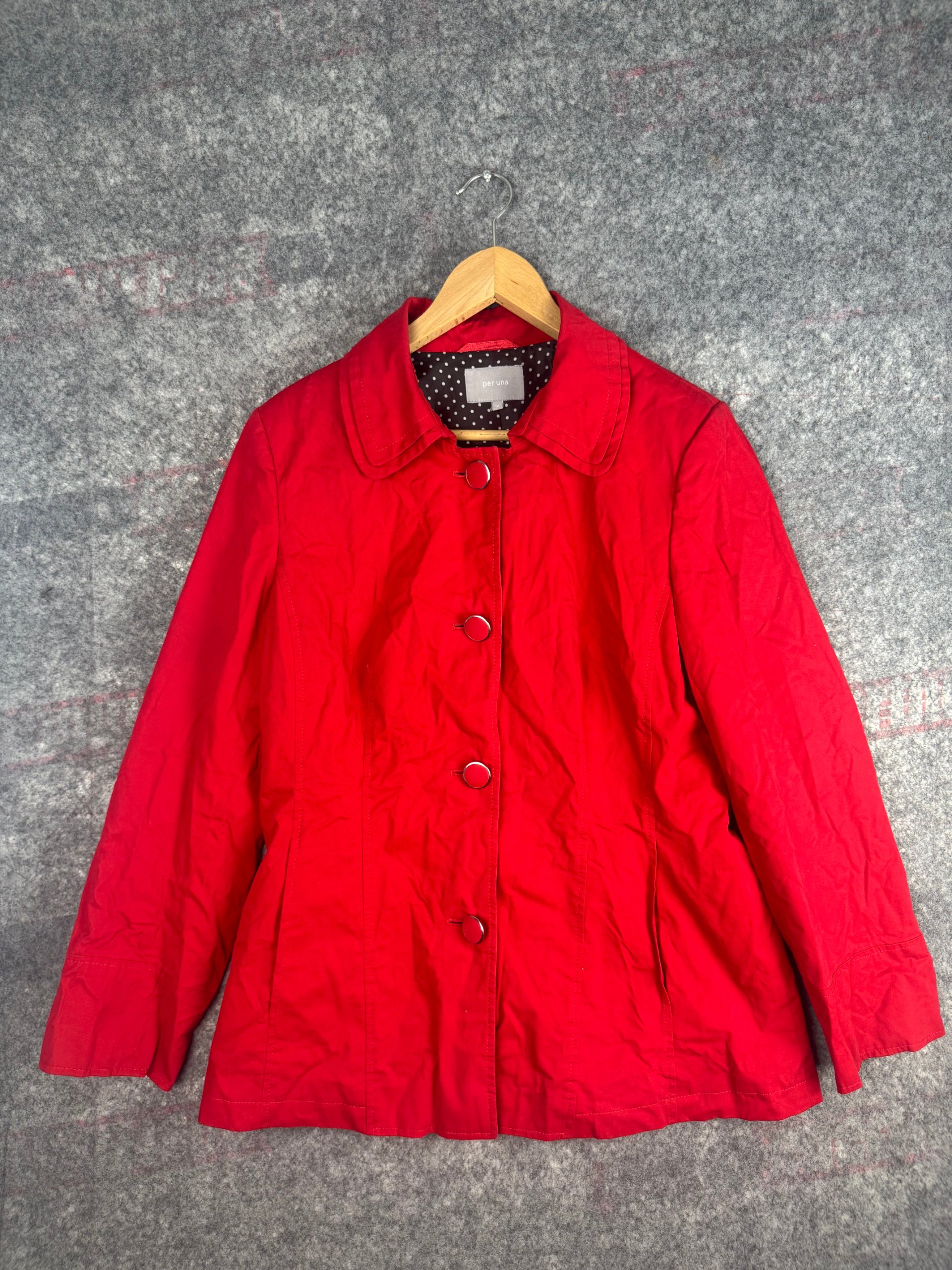 Per Una Red Casual Coat Women’s UK 14 Polka Dot Lined