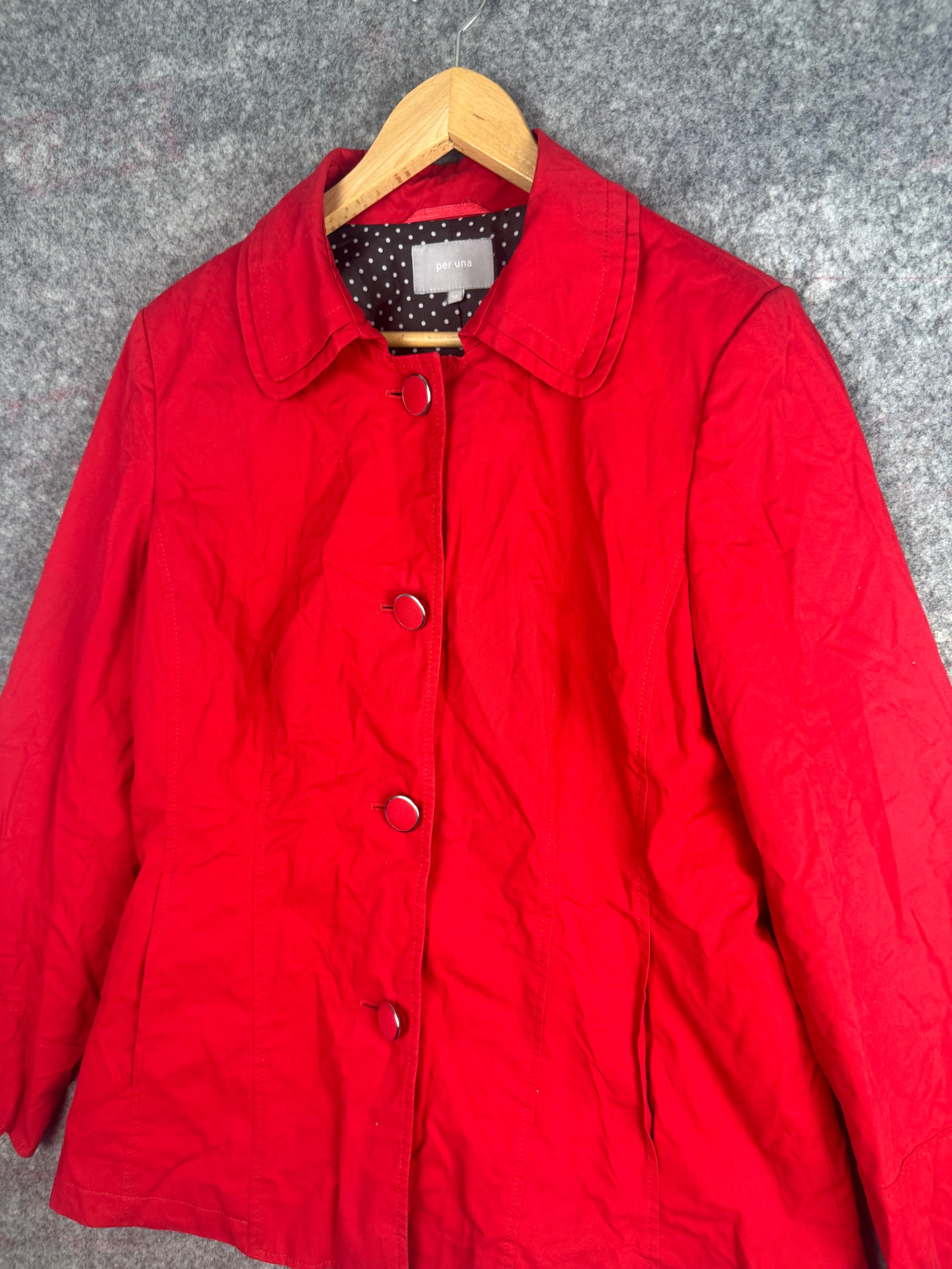 Per Una Red Casual Coat Women’s UK 14 Polka Dot Lined image 2