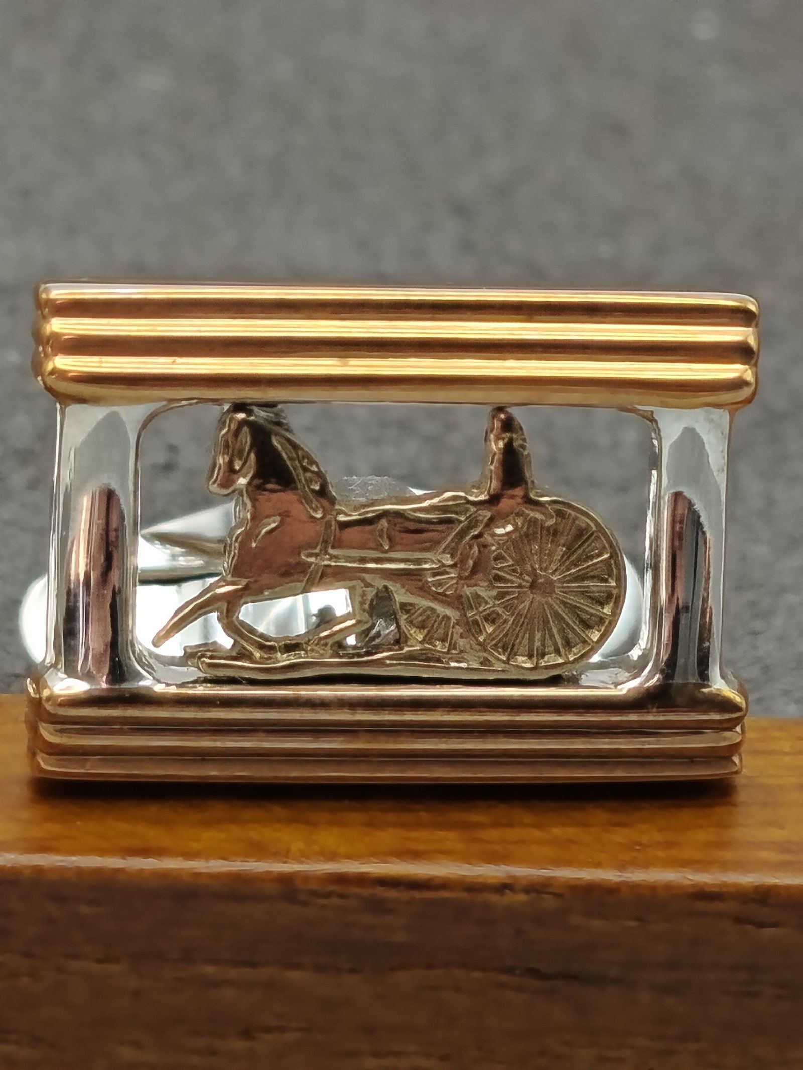 Celine Gold & Silver Horse Motif Cufflinks Unisex image 5