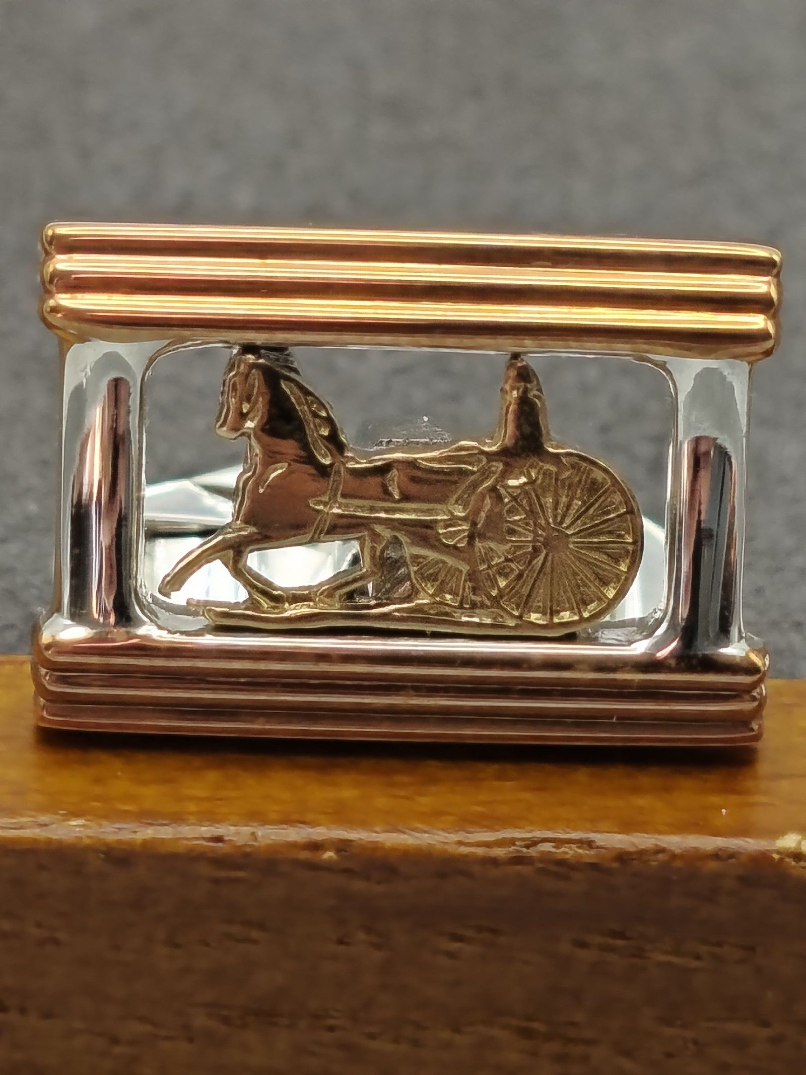 Celine Gold & Silver Horse Motif Cufflinks Unisex image 6