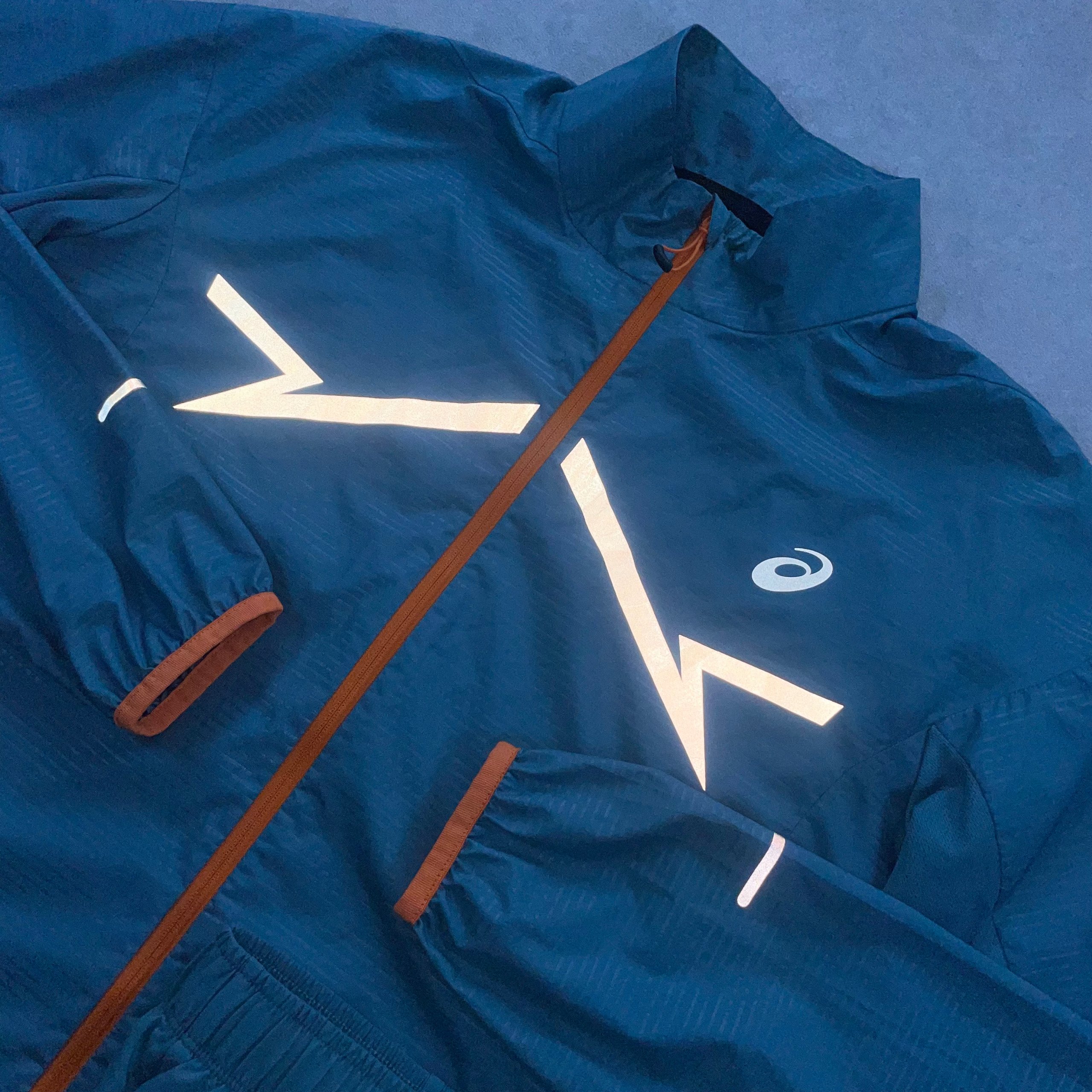 Asics Lite-Show Mens Jacket Short Set "Denim Blue" (Mens Size Small) image 3