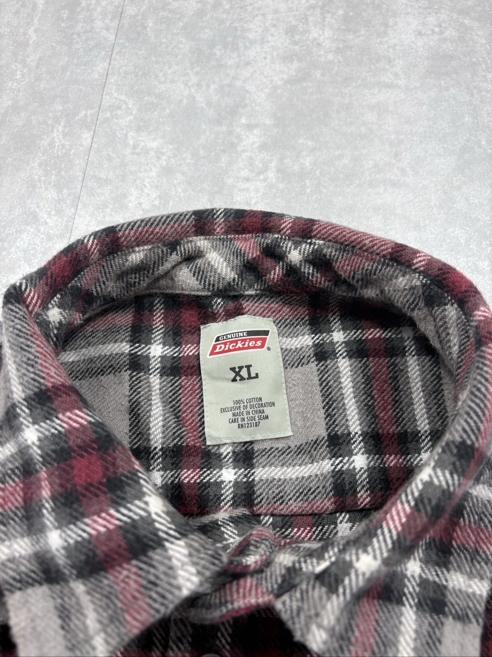Dickies Grey & Red Checked Heavy Cotton Long Sleeve Shirt XL image 4