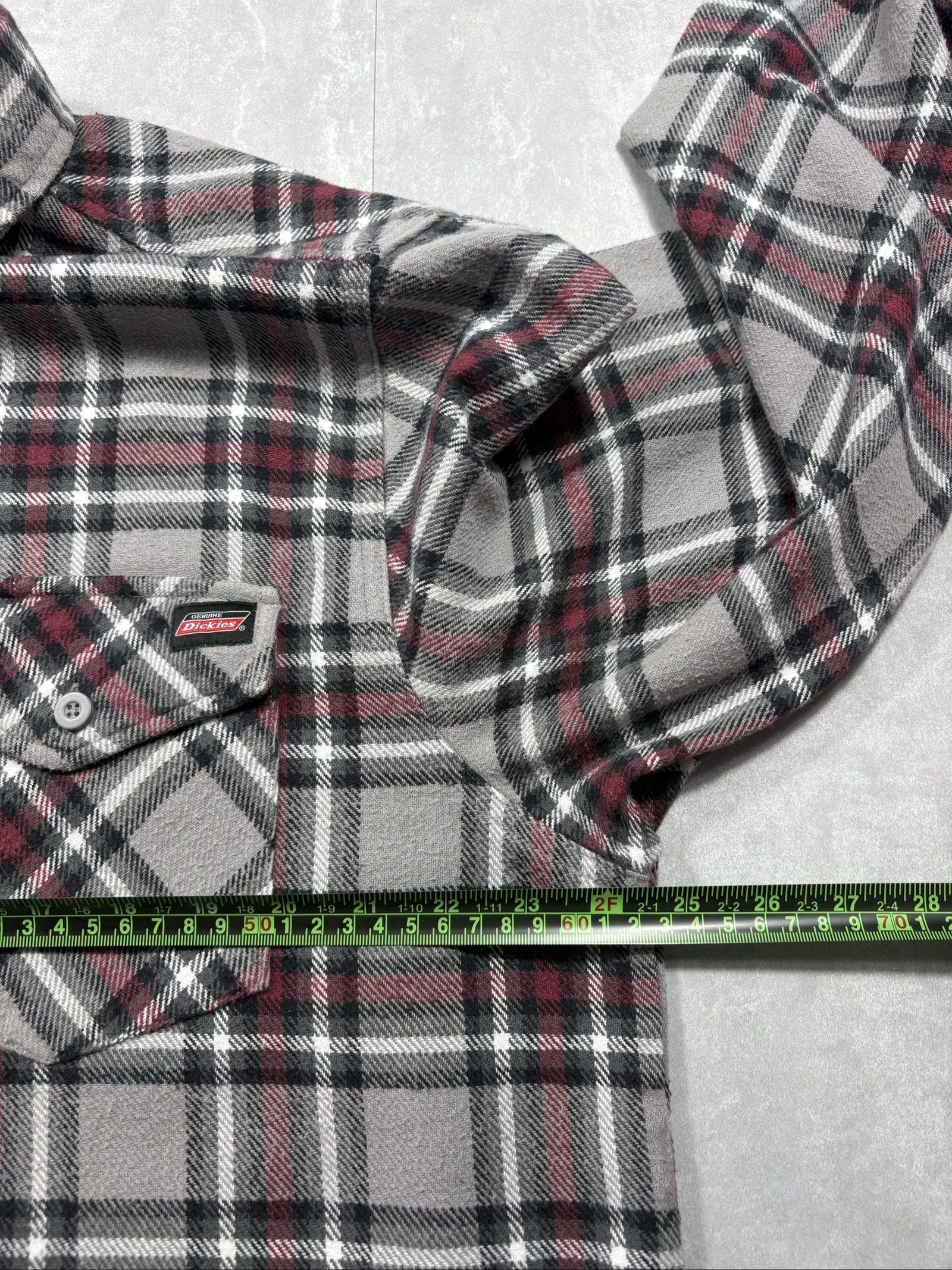 Dickies Grey & Red Checked Heavy Cotton Long Sleeve Shirt XL image 8