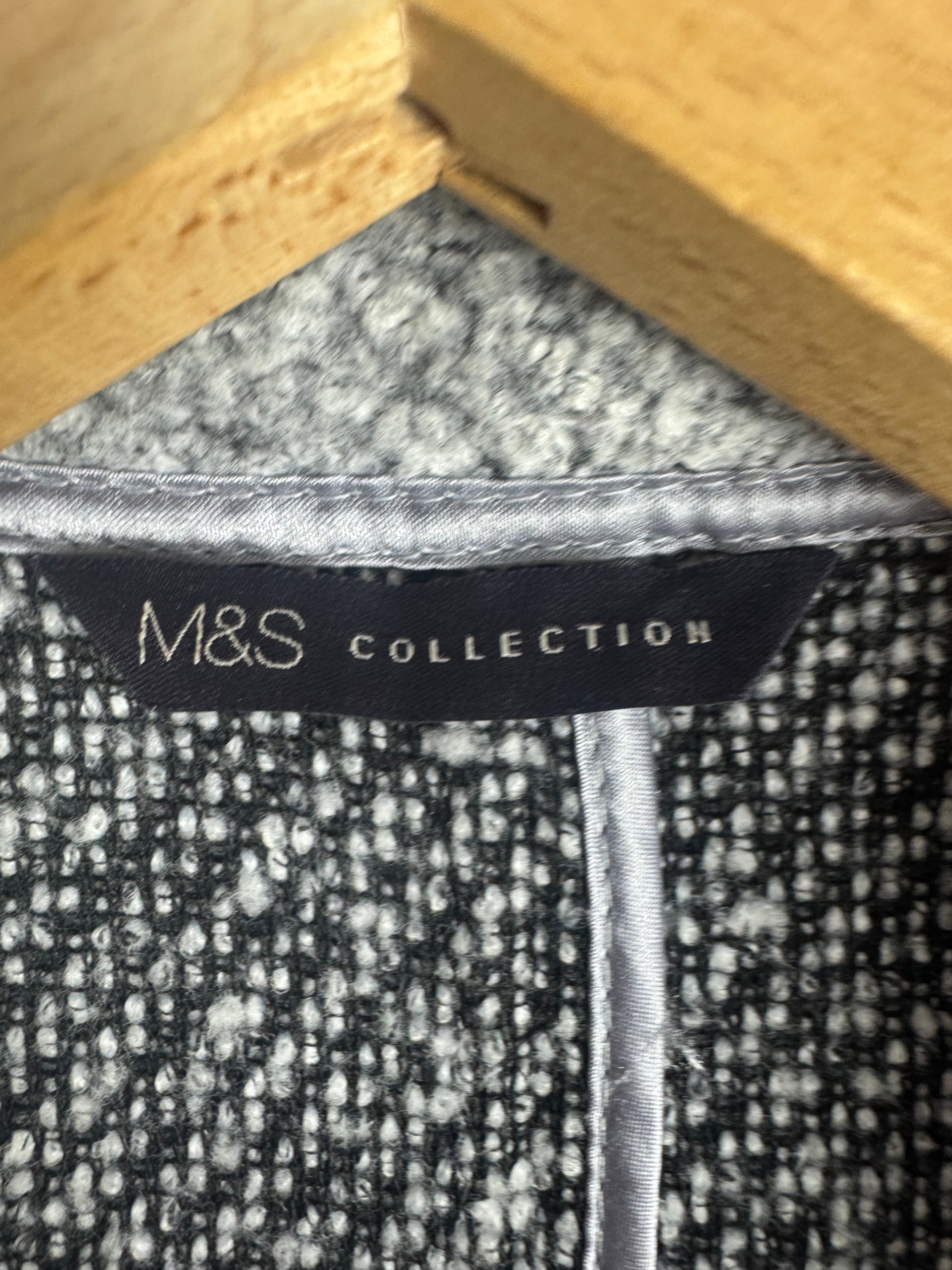 M&S Grey Marl Wool-Blend Bouclé Coat Womens UK 12 image 2