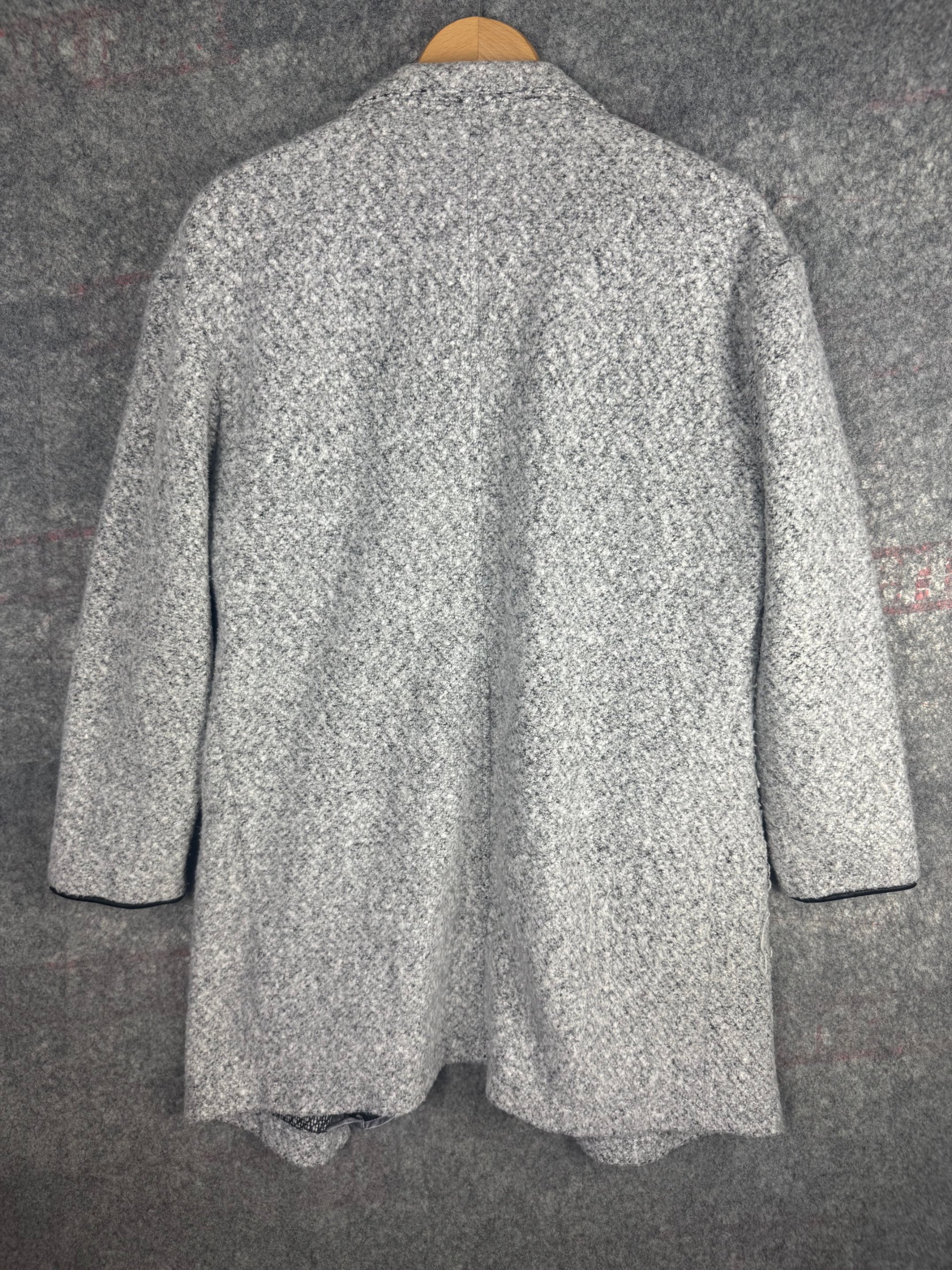 M&S Grey Marl Wool-Blend Bouclé Coat Womens UK 12 image 6