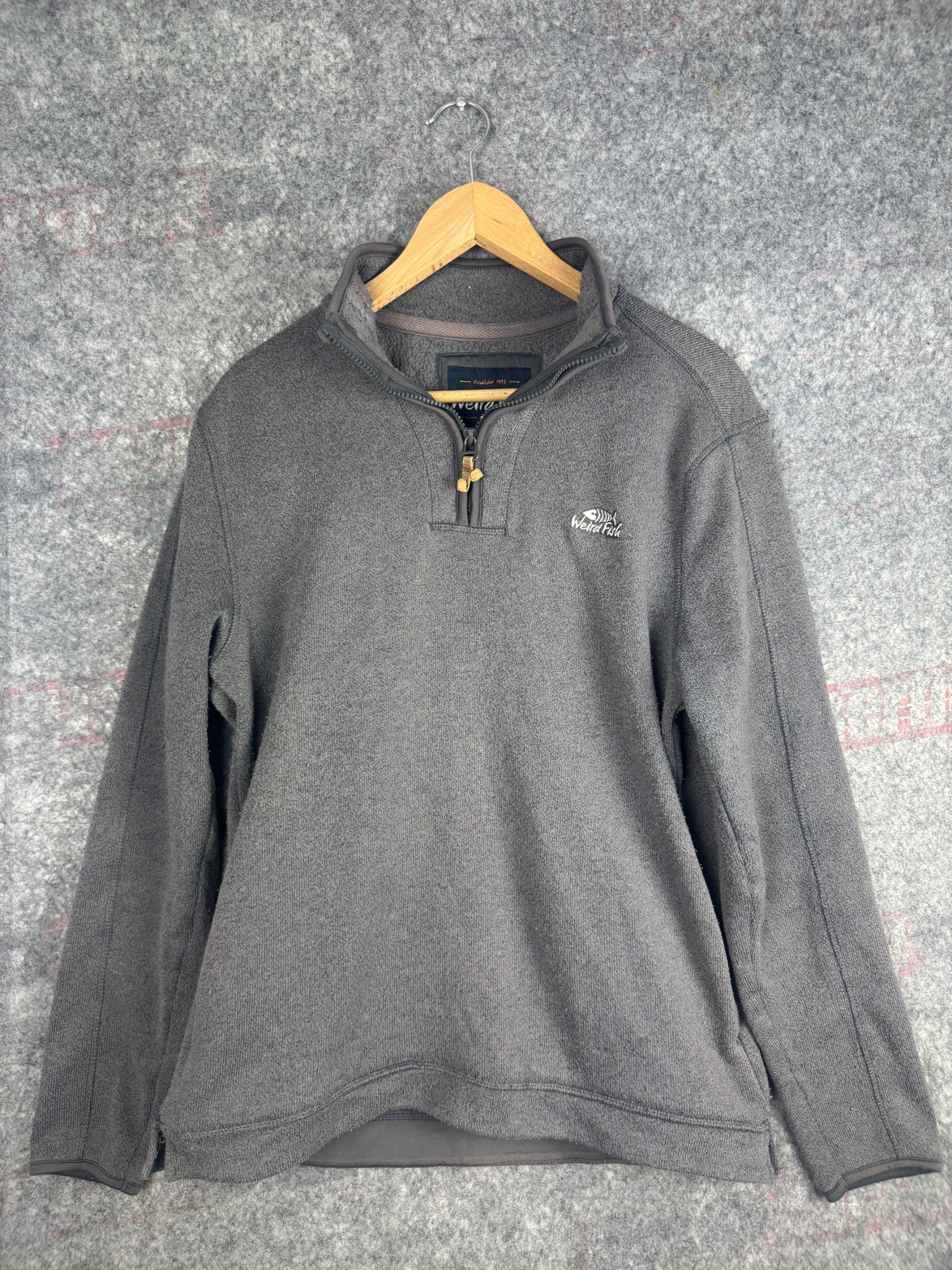 Weird Fish Charcoal 1/4 Zip Fleece Pullover Small