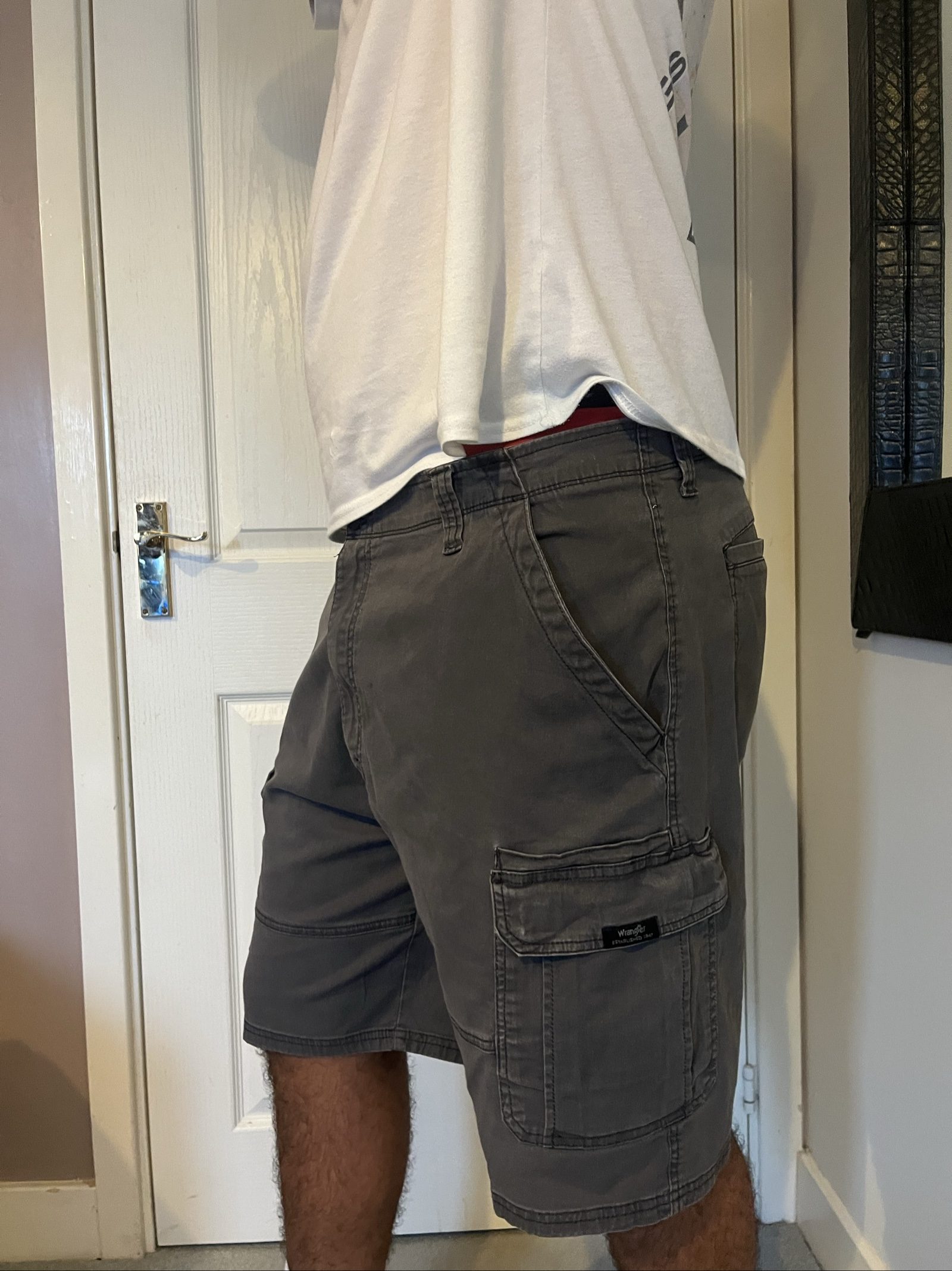 Wrangler Grey Cargo Shorts Large Mens Cotton Blend