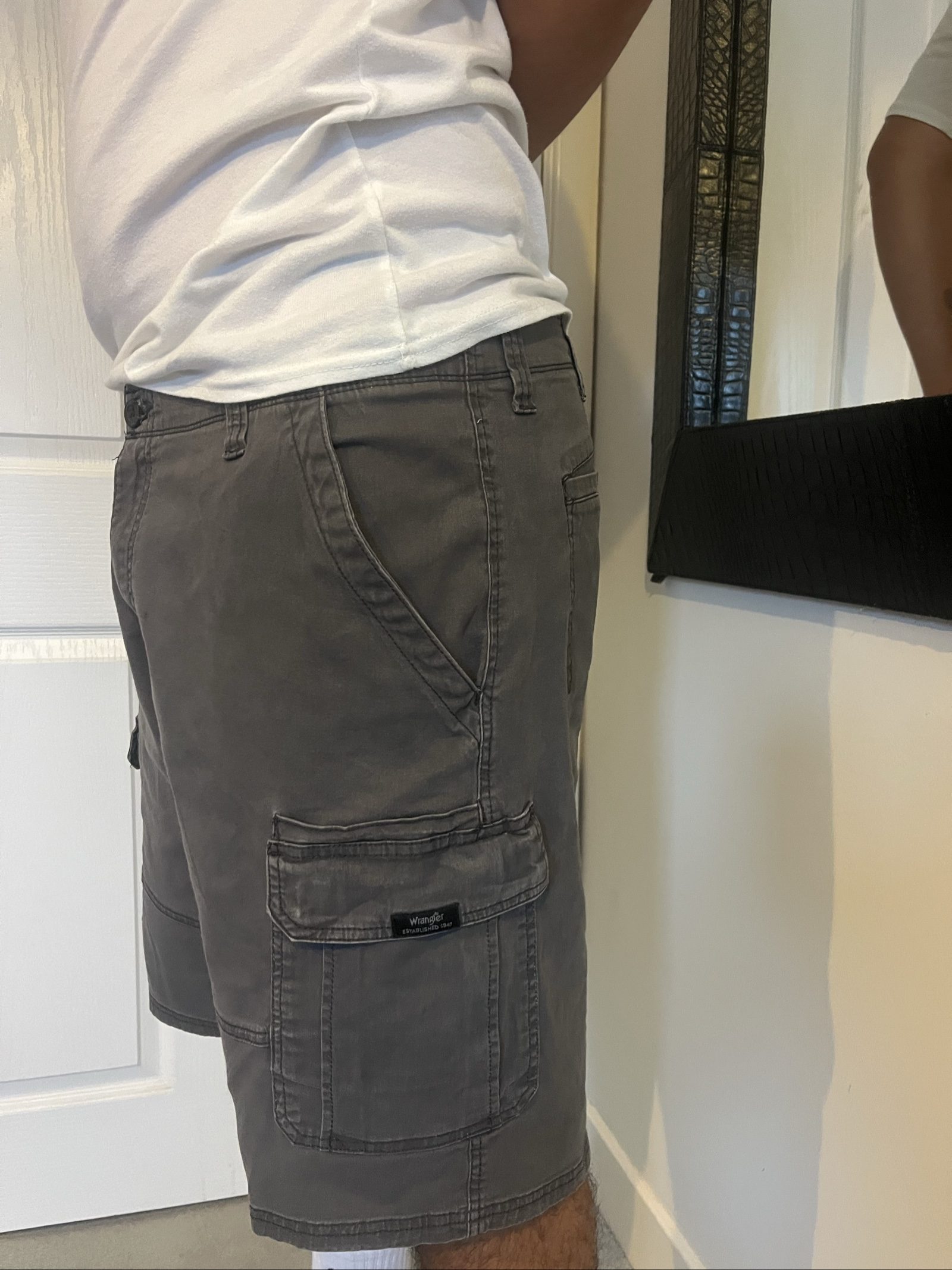 Wrangler Grey Cargo Shorts Large Mens Cotton Blend image 3
