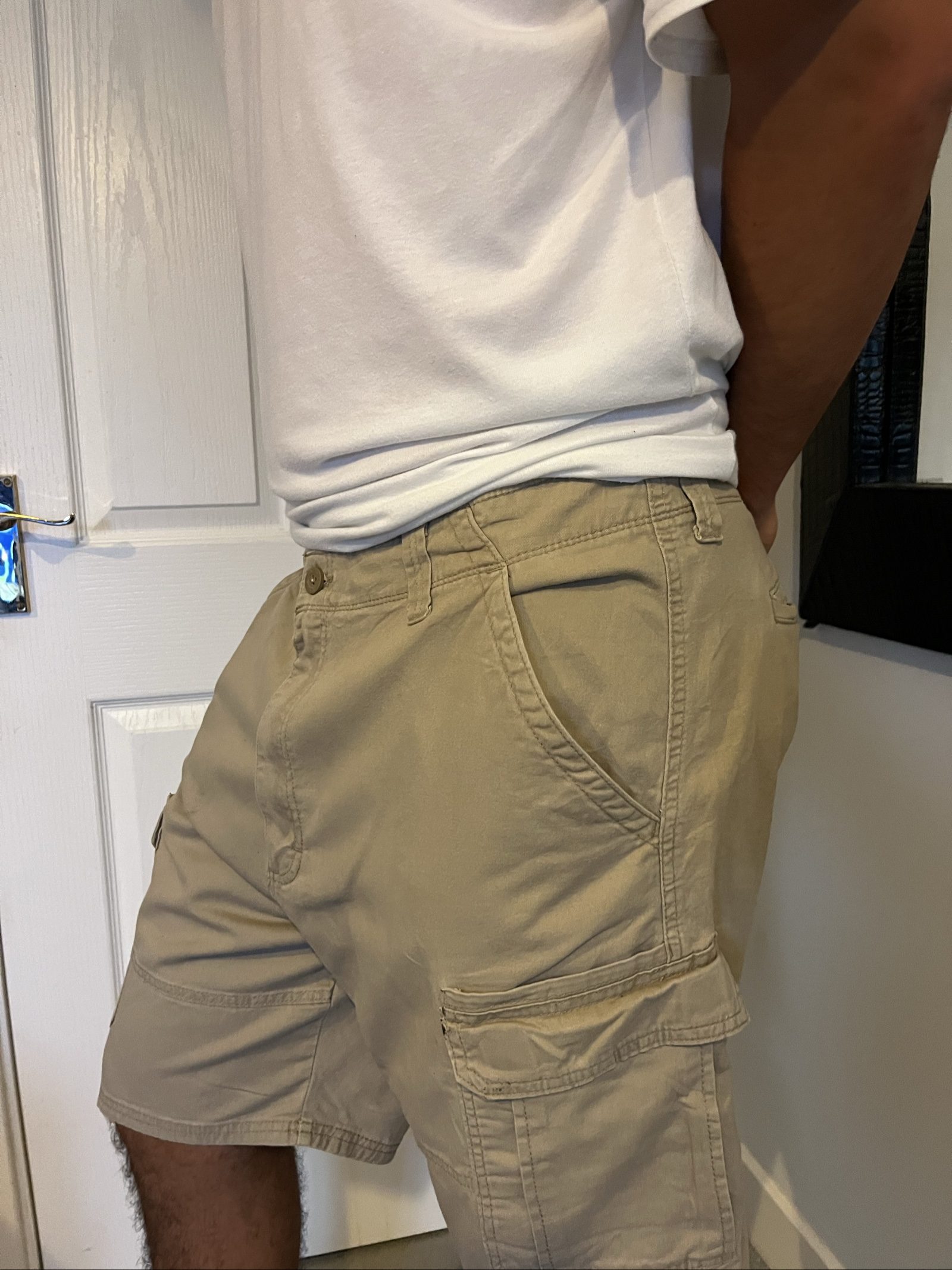 Beige Men’s Cargo Shorts Size L Cotton Casual