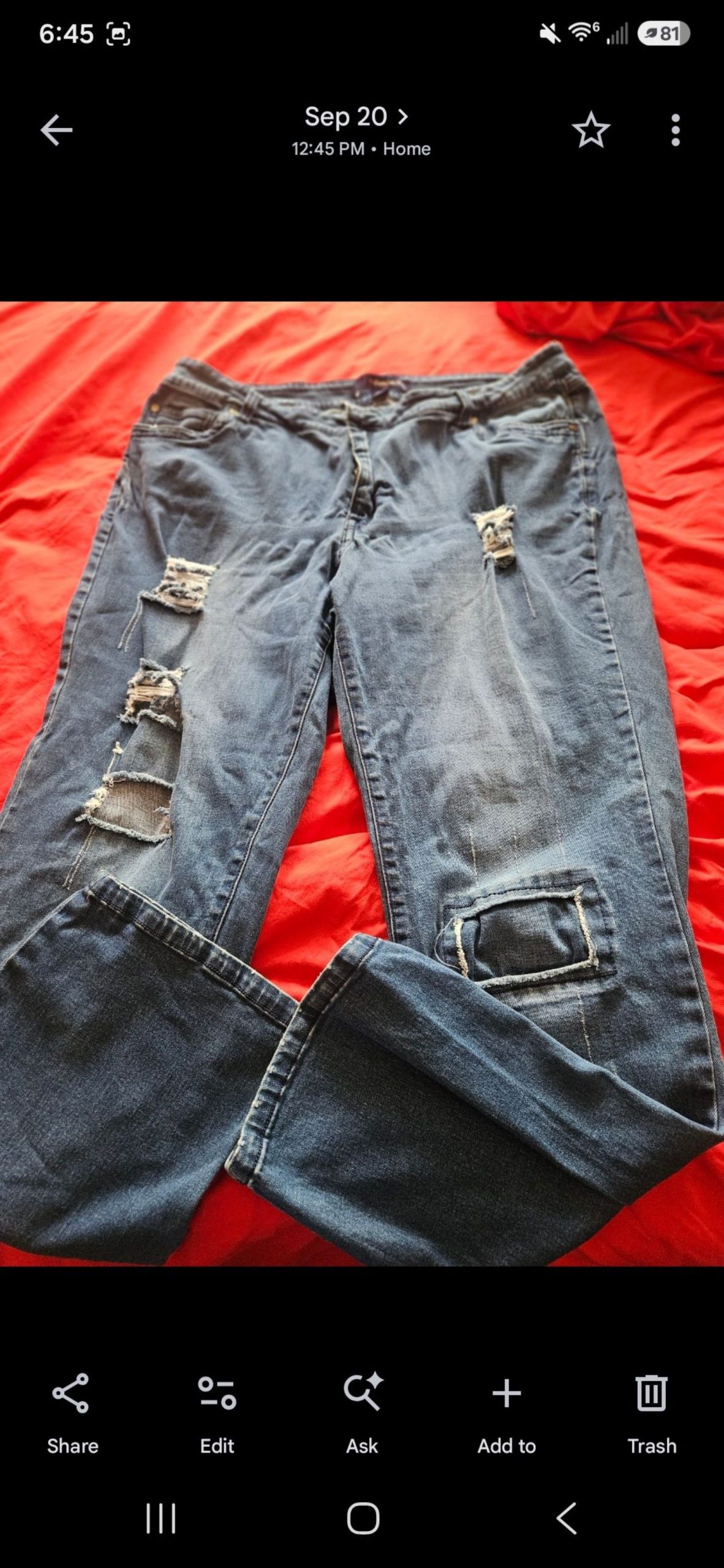 Denim 24/7. Blue Distressed Denim Jeans 16W