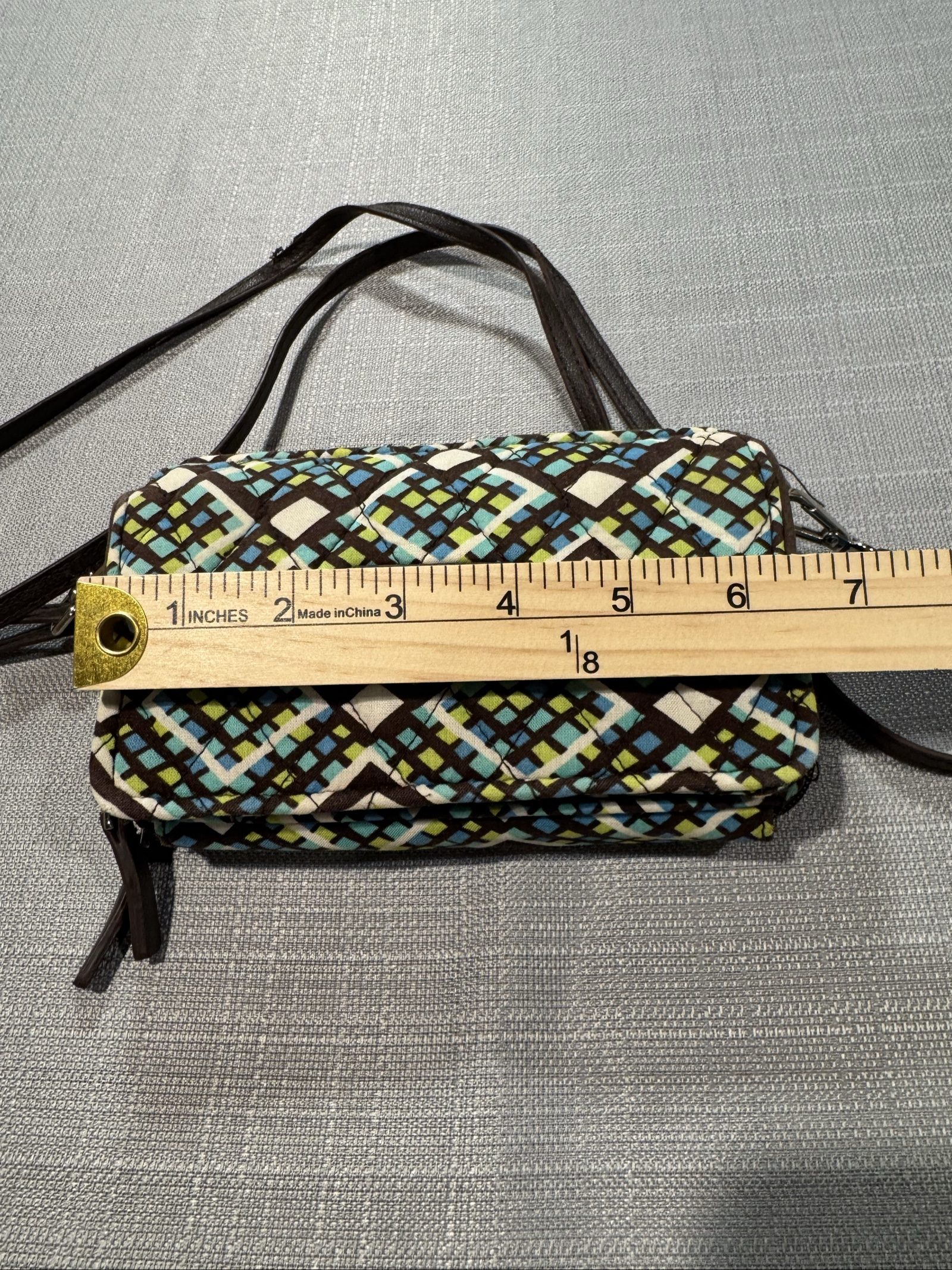 Vera Bradley Wallet Crossbody – Brown Blue Green Geometric image 2