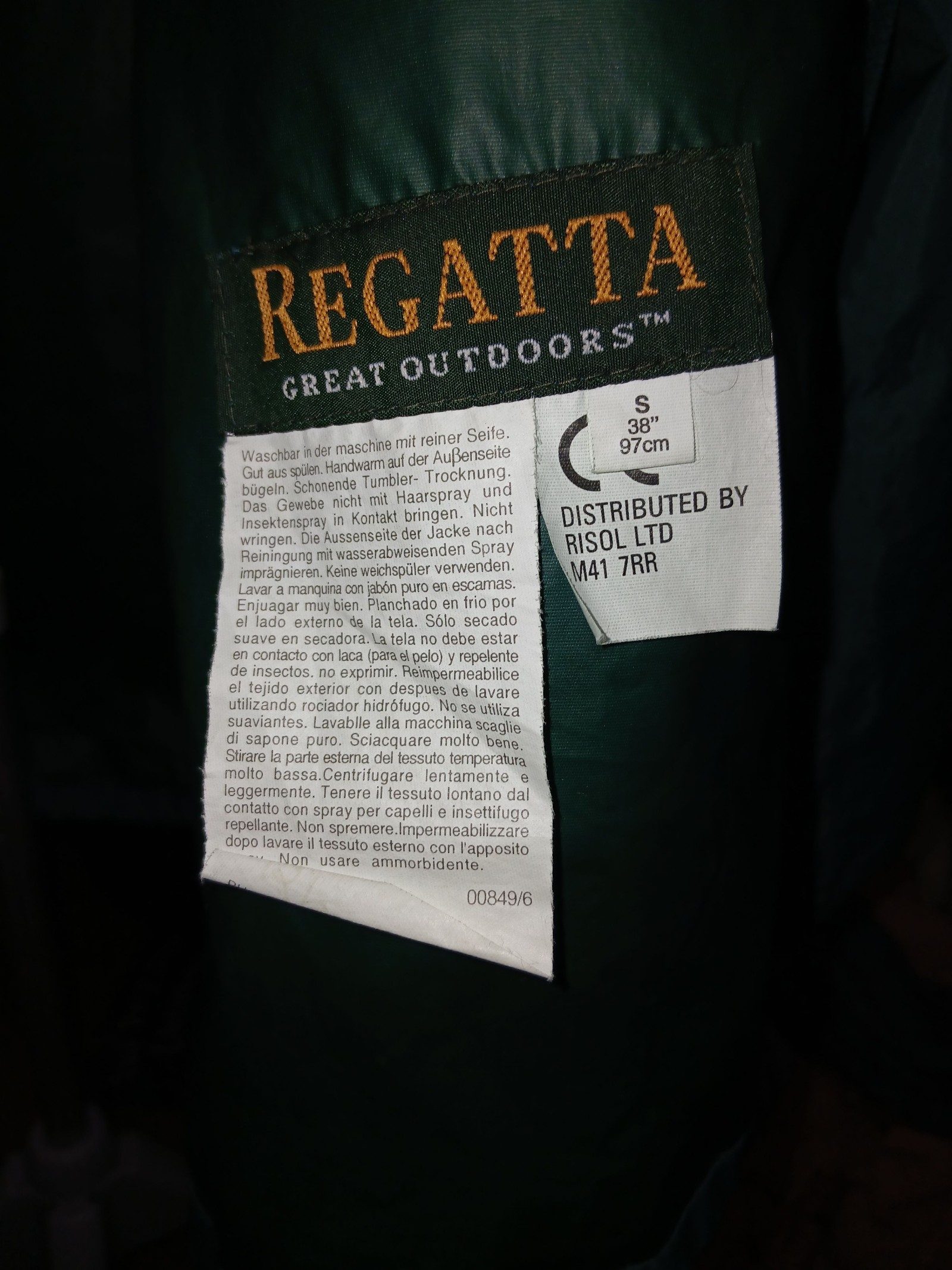 Regatta Unisex Green Waterproof Hooded Jacket Small S 38" image 6