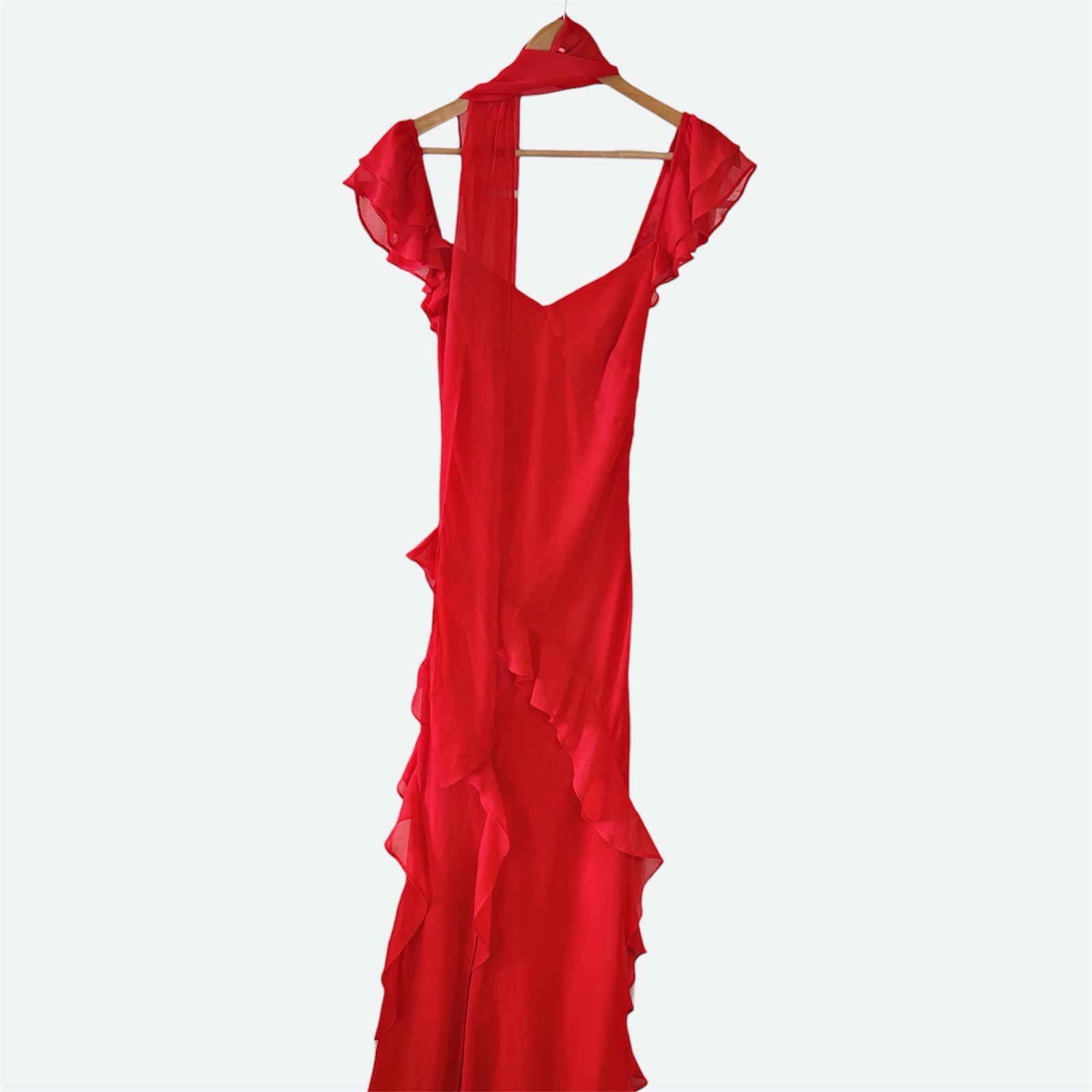 Forever New Polly Ruffle Sleeve Maxi Dress Red M / AU 10 / US 6 Scarf Cocktail image 5