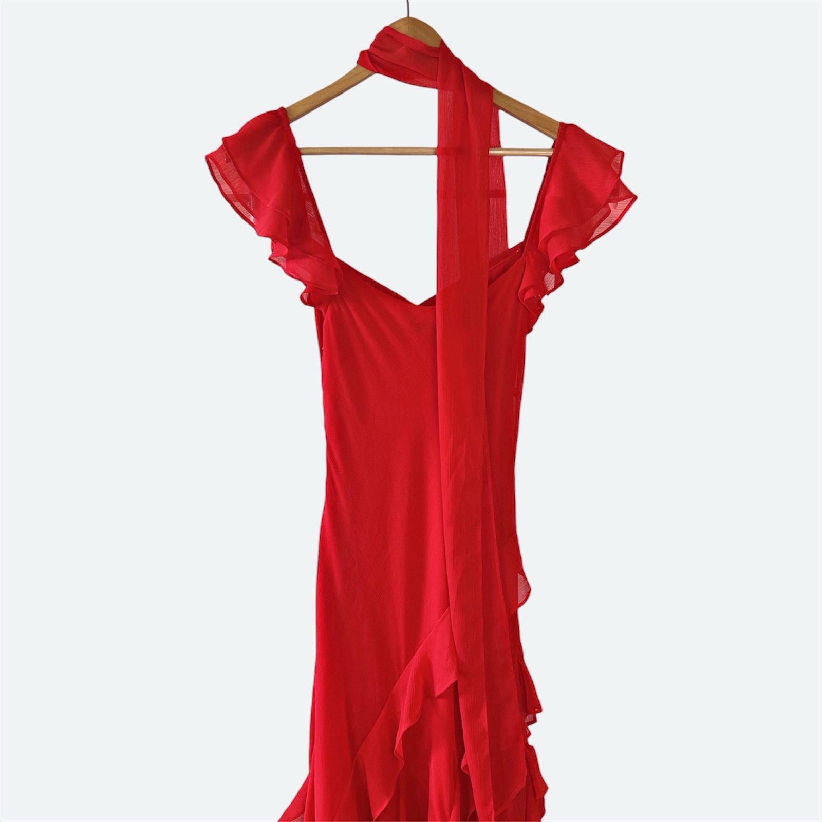 Forever New Polly Ruffle Sleeve Maxi Dress Red M / AU 10 / US 6 Scarf Cocktail image 6