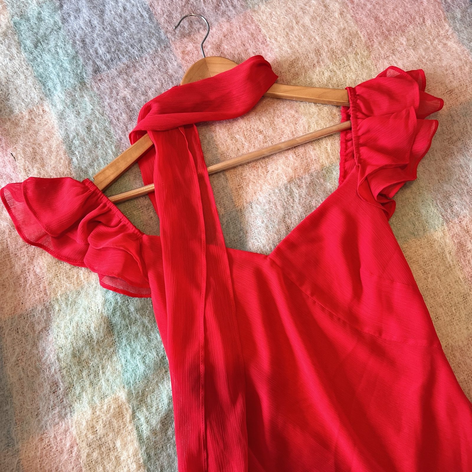 Forever New Polly Ruffle Sleeve Maxi Dress Red M / AU 10 / US 6 Scarf Cocktail image 7