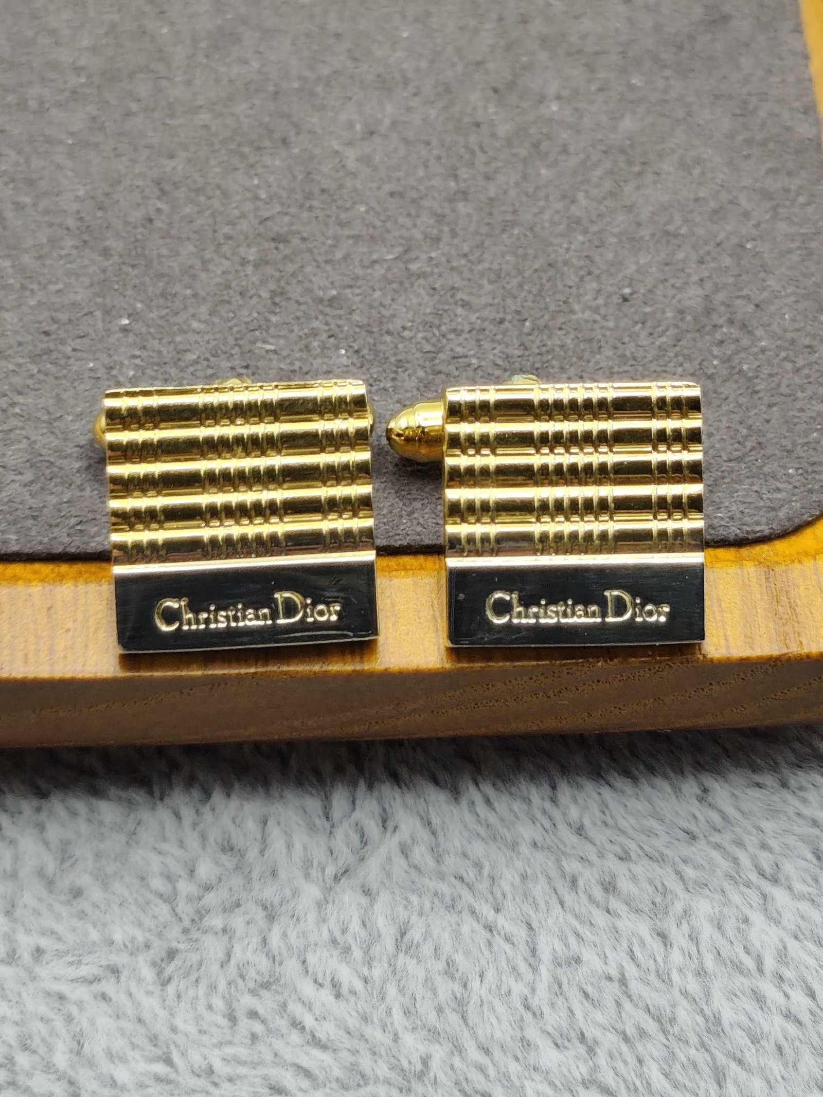 Christian Dior Gold Tone Patterned Cufflinks image 3