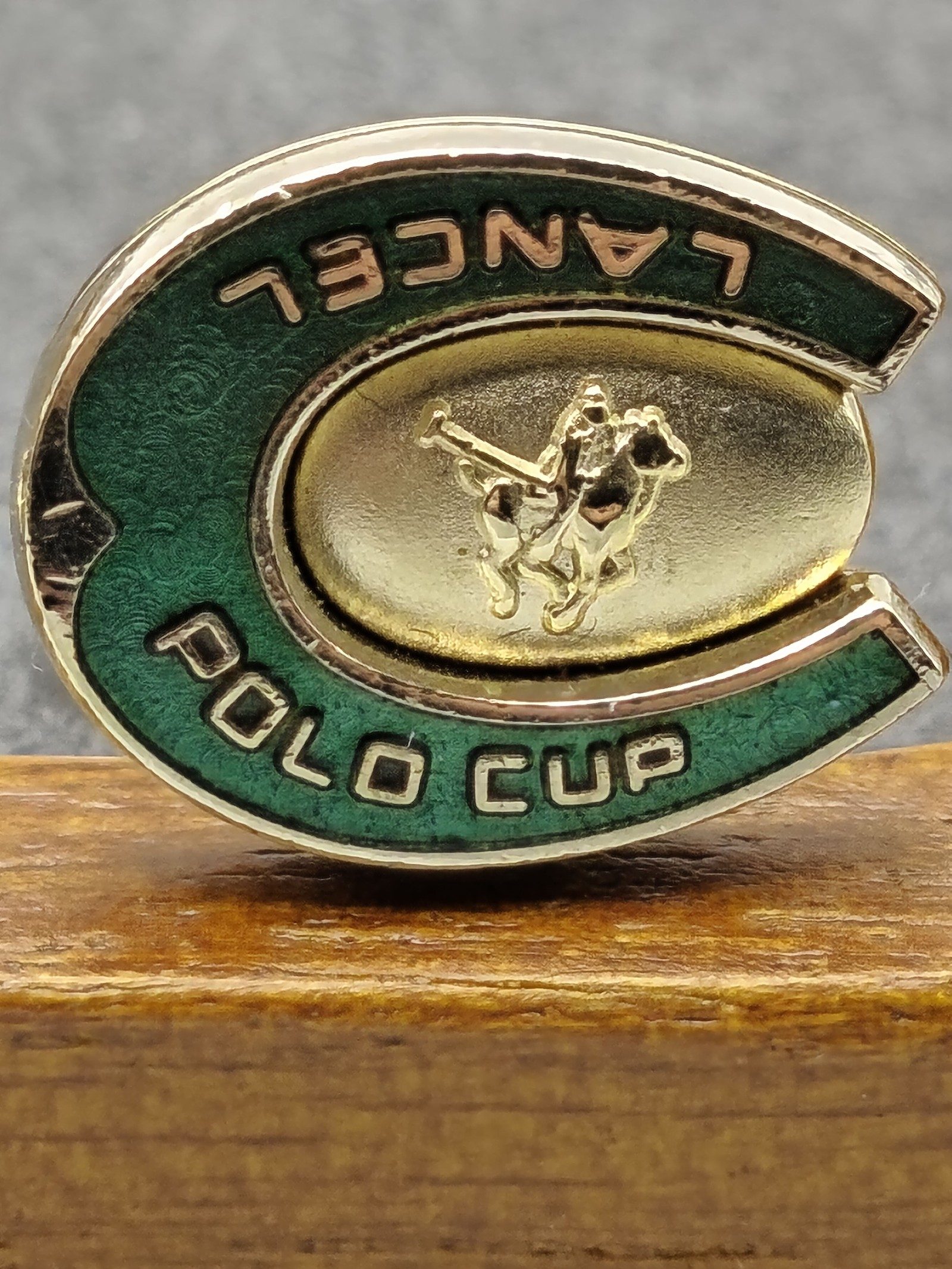 Lancel Gold & Green Polo Cup Tie Clip & Cufflinks Set image 6