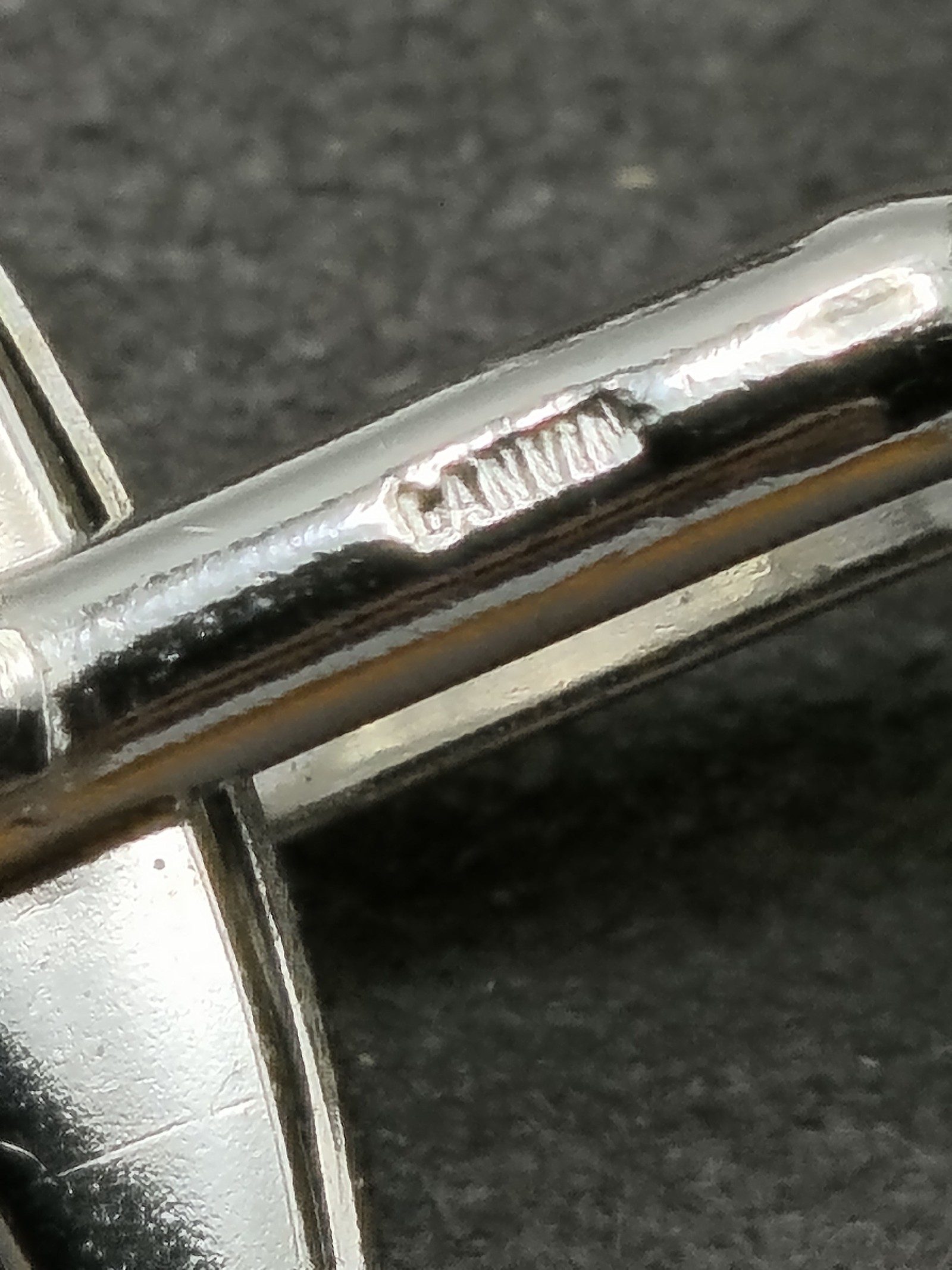 Lanvin Silver Tone Round Cufflinks with T Logo image 9