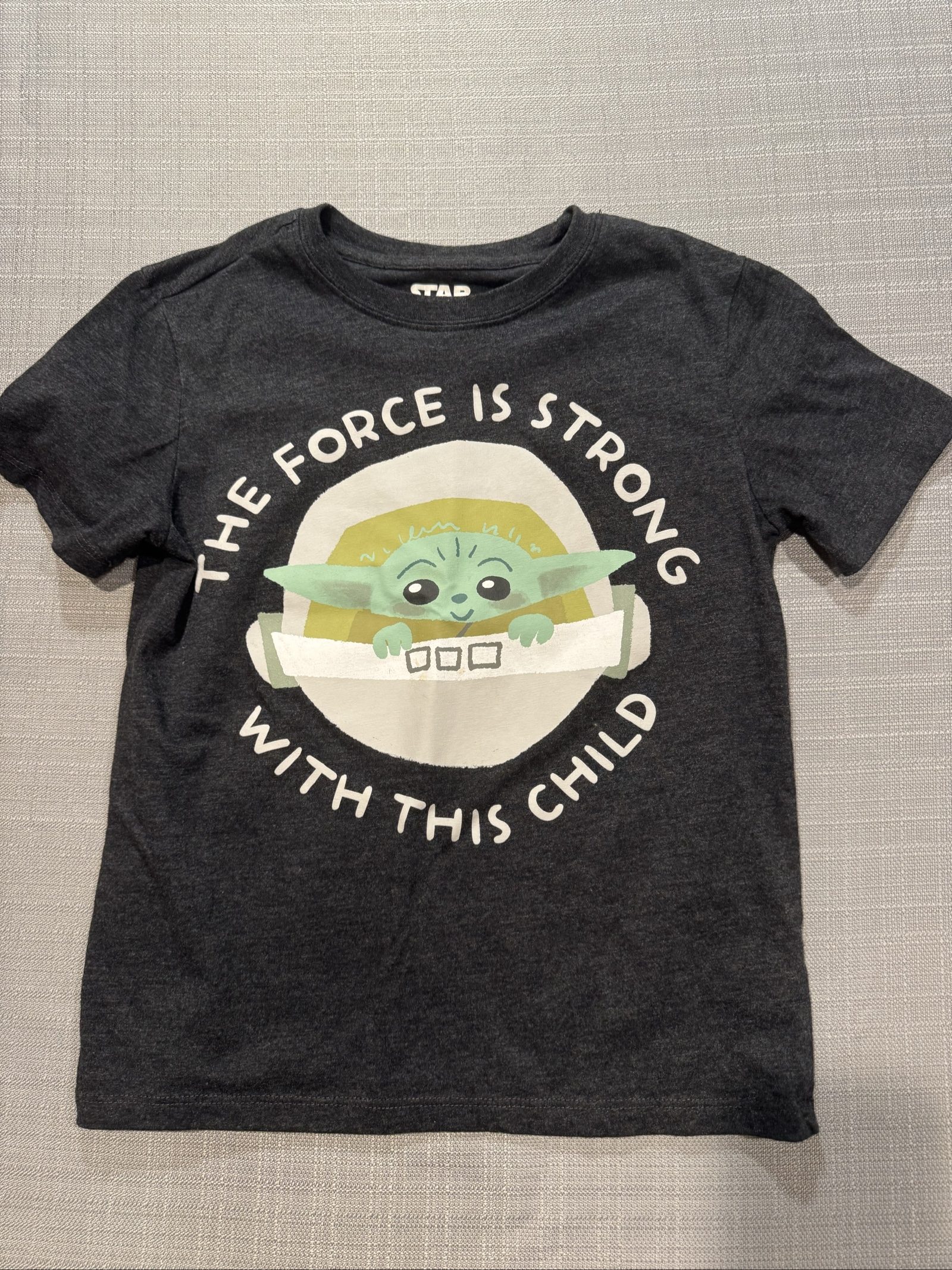Boys Star Wars Grogu Baby Yoda Graphic T-Shirt – Charcoal Gray – 7/8