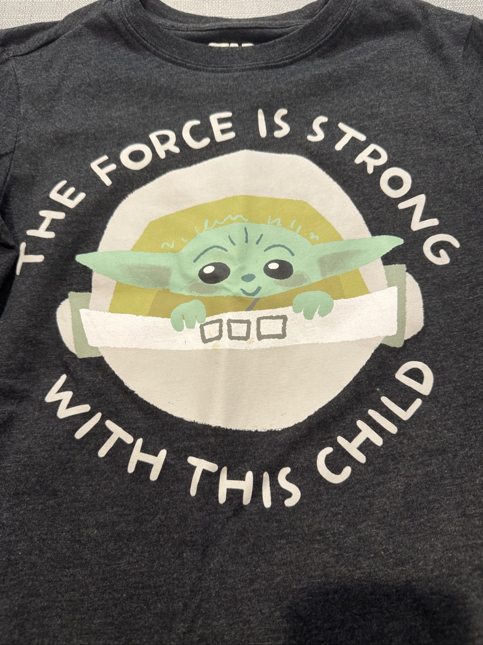 Boys Star Wars Grogu Baby Yoda Graphic T-Shirt – Charcoal Gray – 7/8 image 2