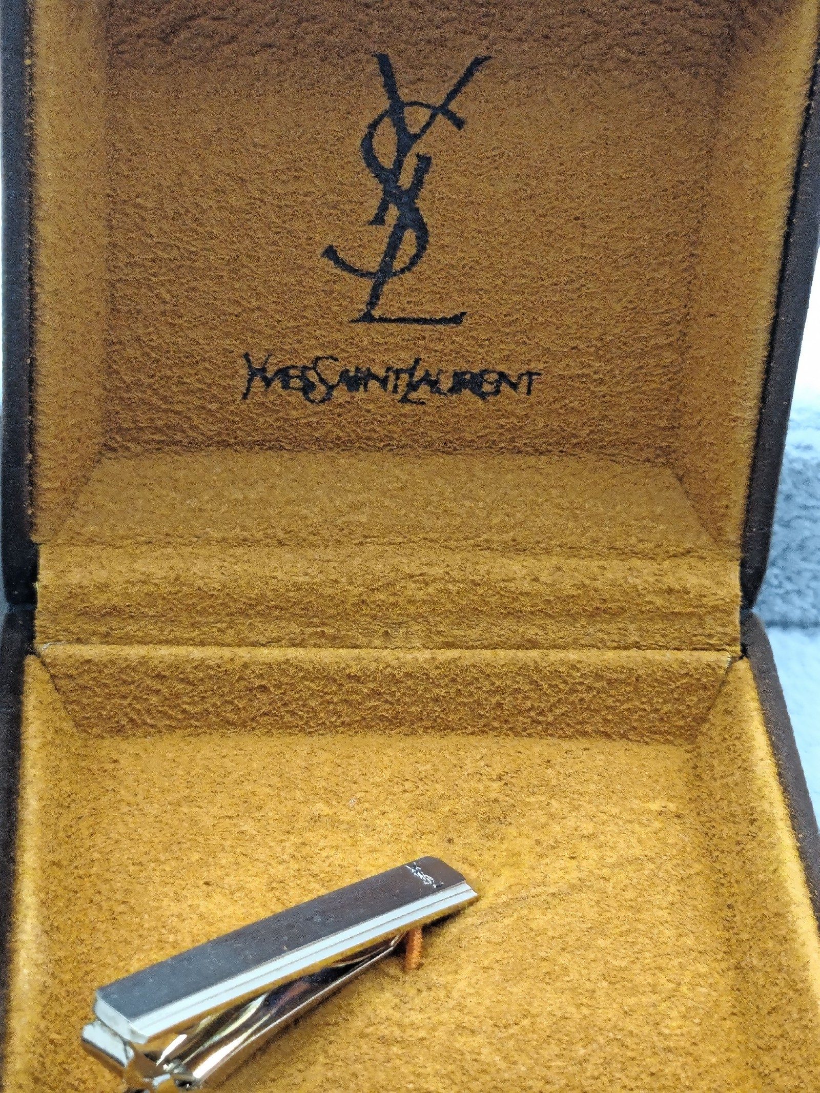 Yves Saint Laurent Gold Tie Clip with Box image 2