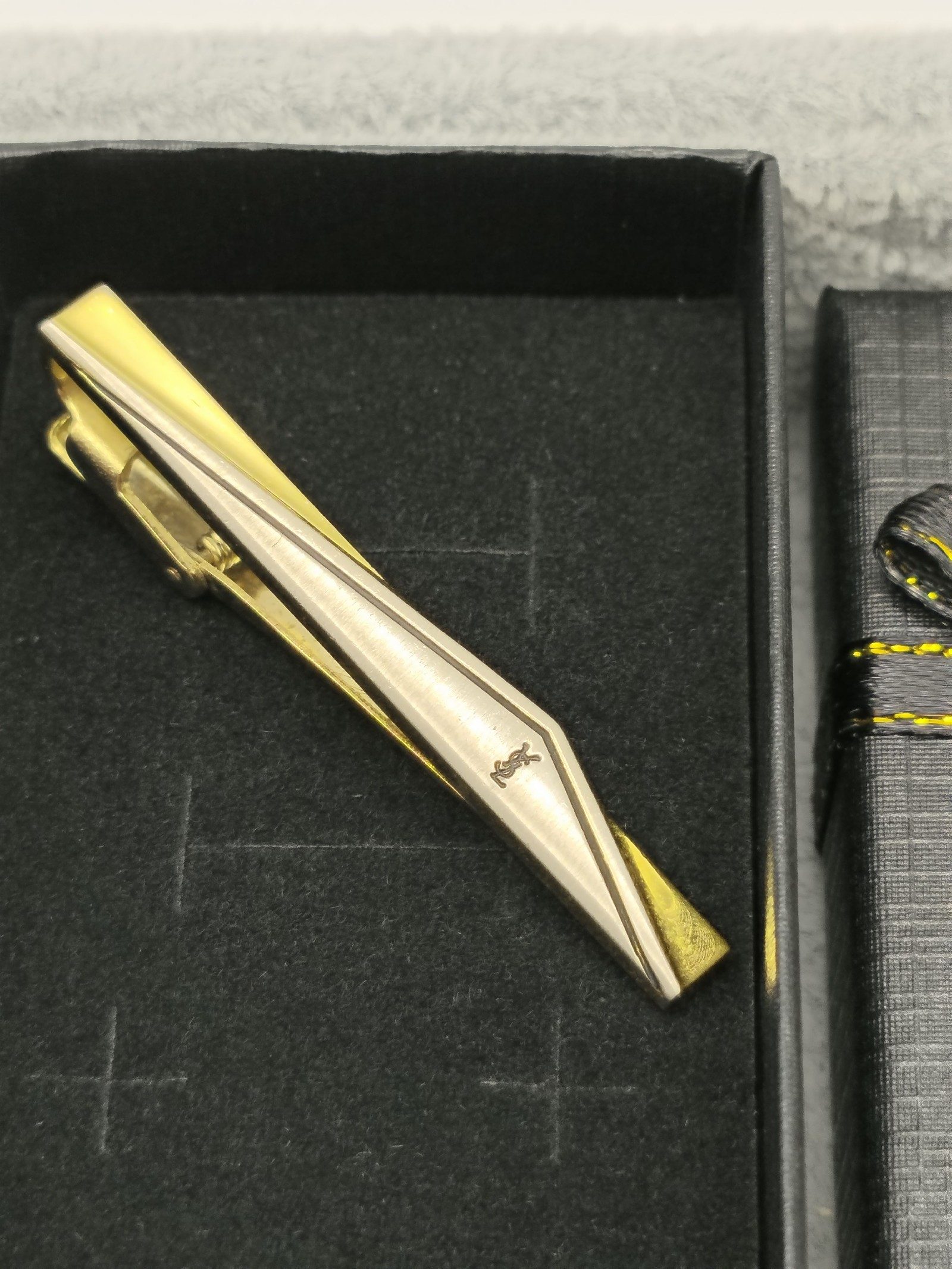 YSL Gold & Silver Men's Tie Clip With Gift Box image 2