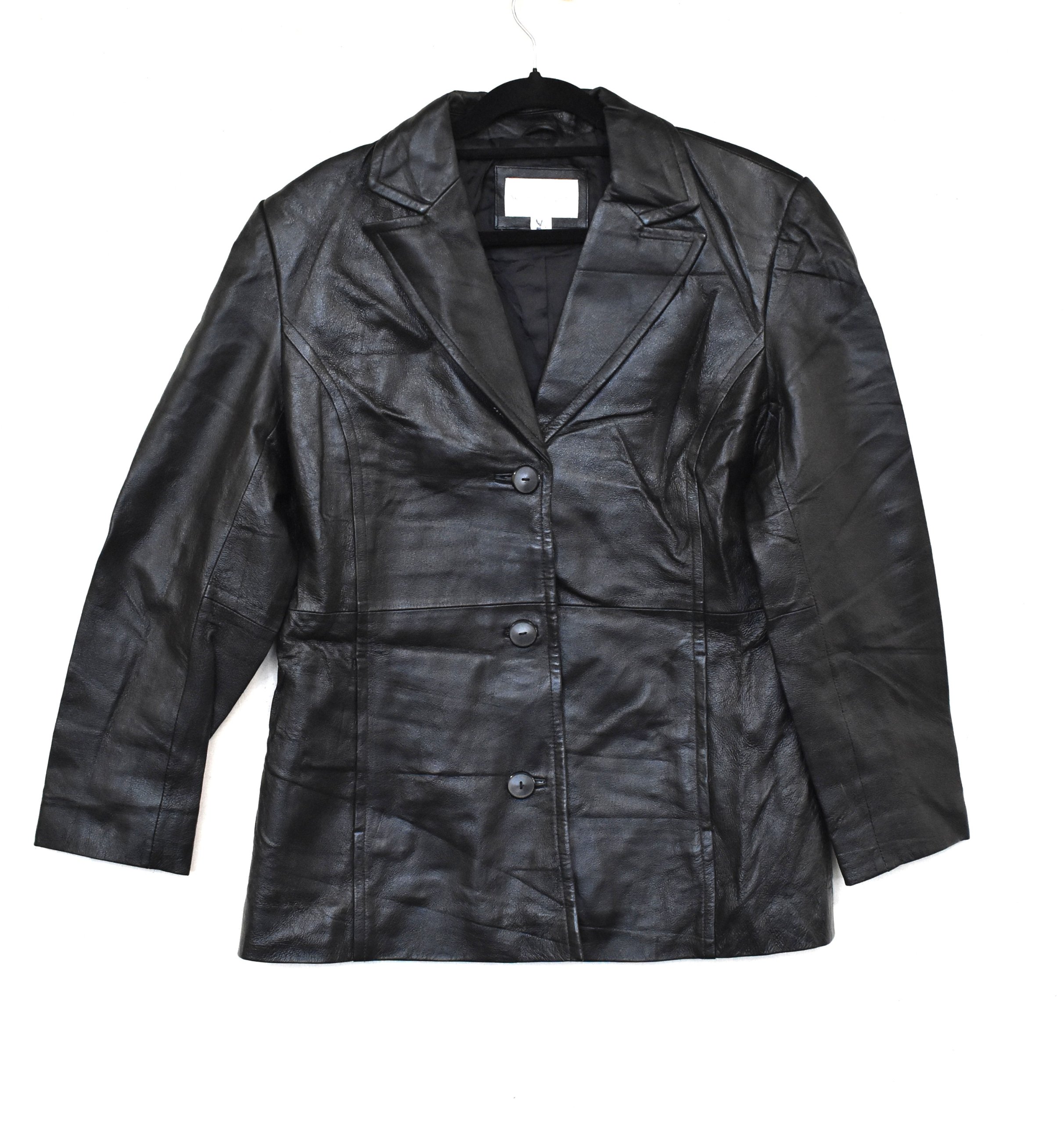 Worthington Black Genuine Leather Blazer Jacket Large