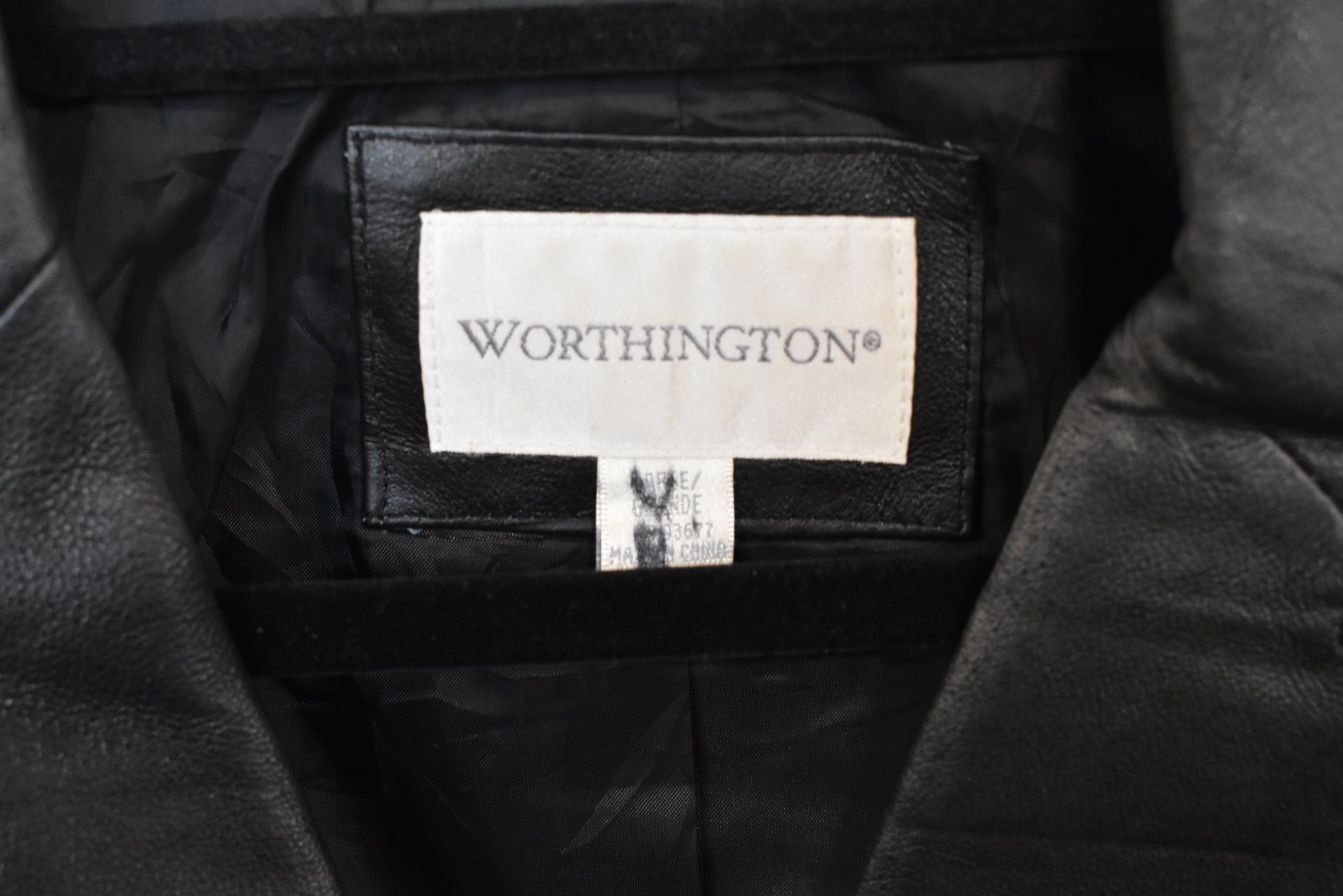 Worthington Black Genuine Leather Blazer Jacket Large image 3