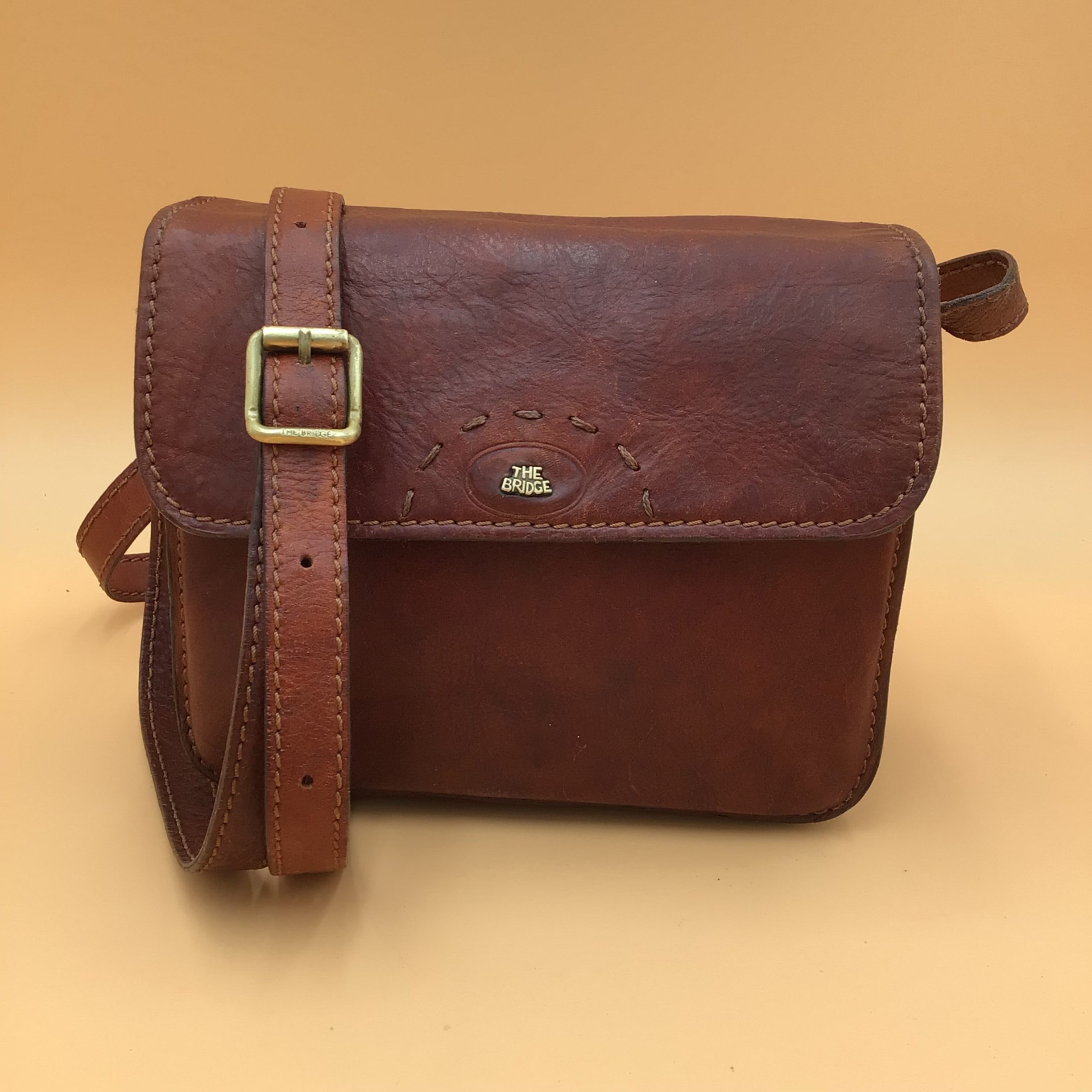 The Bridge Borsa a Tracolla in Pelle Marrone Vintage 1990s Made in Italy
