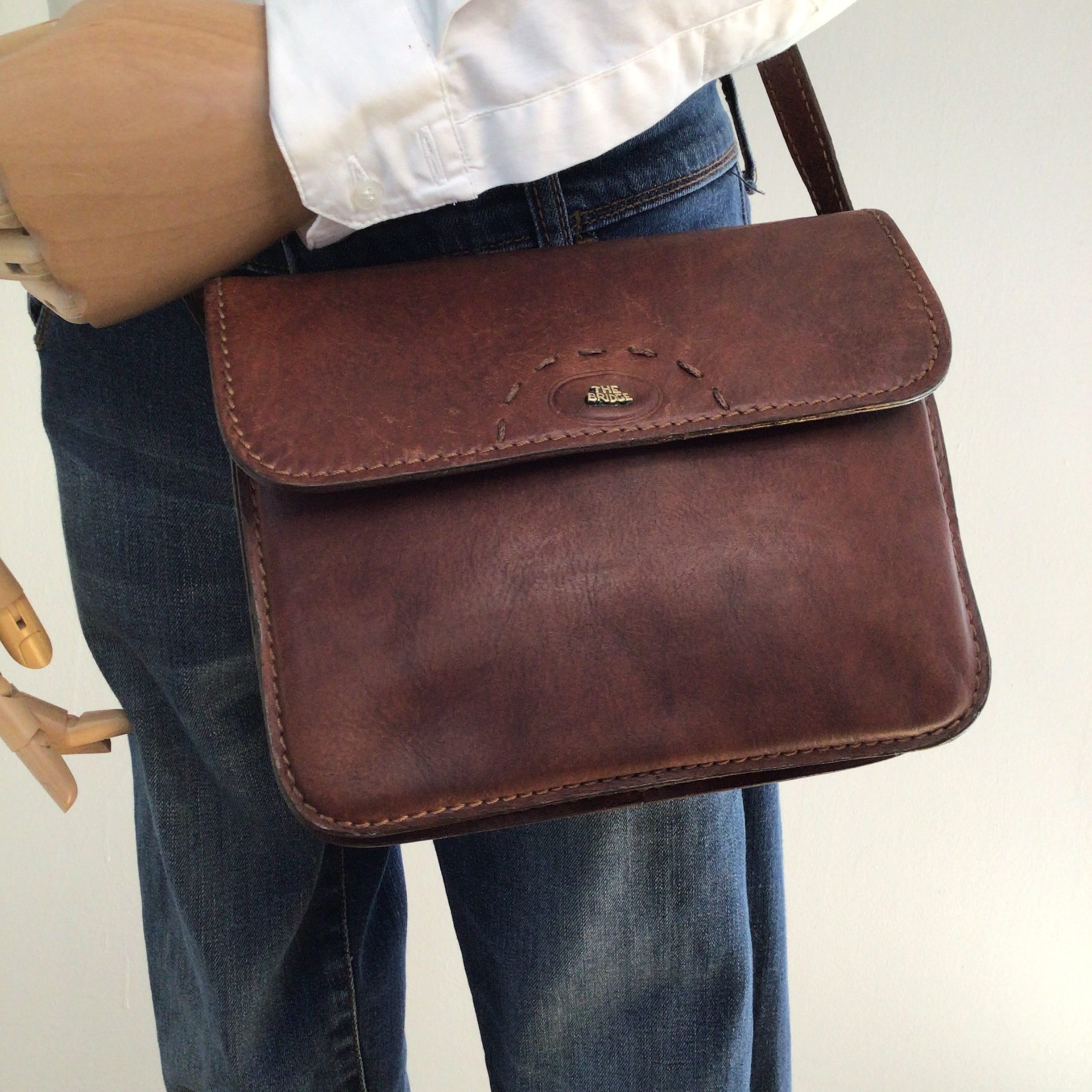 The Bridge Borsa a Tracolla in Pelle Marrone Vintage 1990s Made in Italy image 2