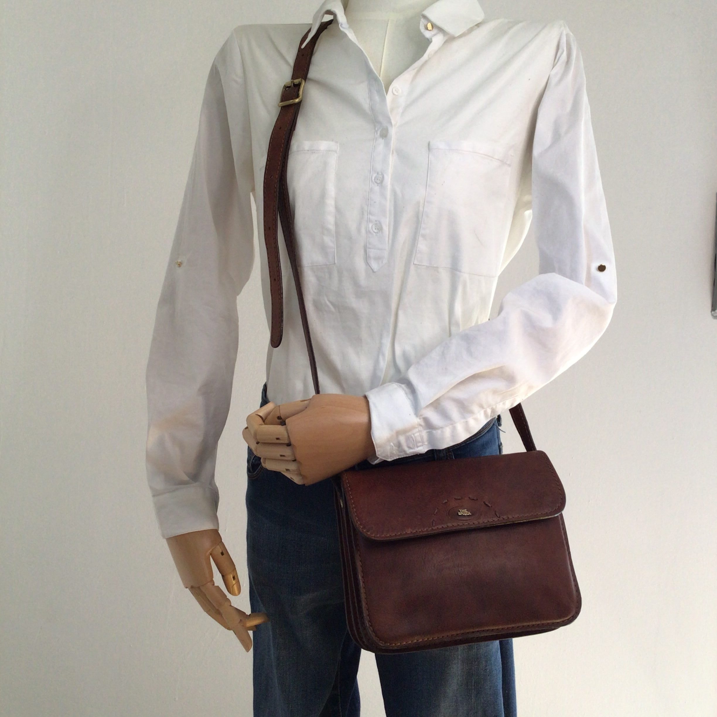 The Bridge Borsa a Tracolla in Pelle Marrone Vintage 1990s Made in Italy image 4