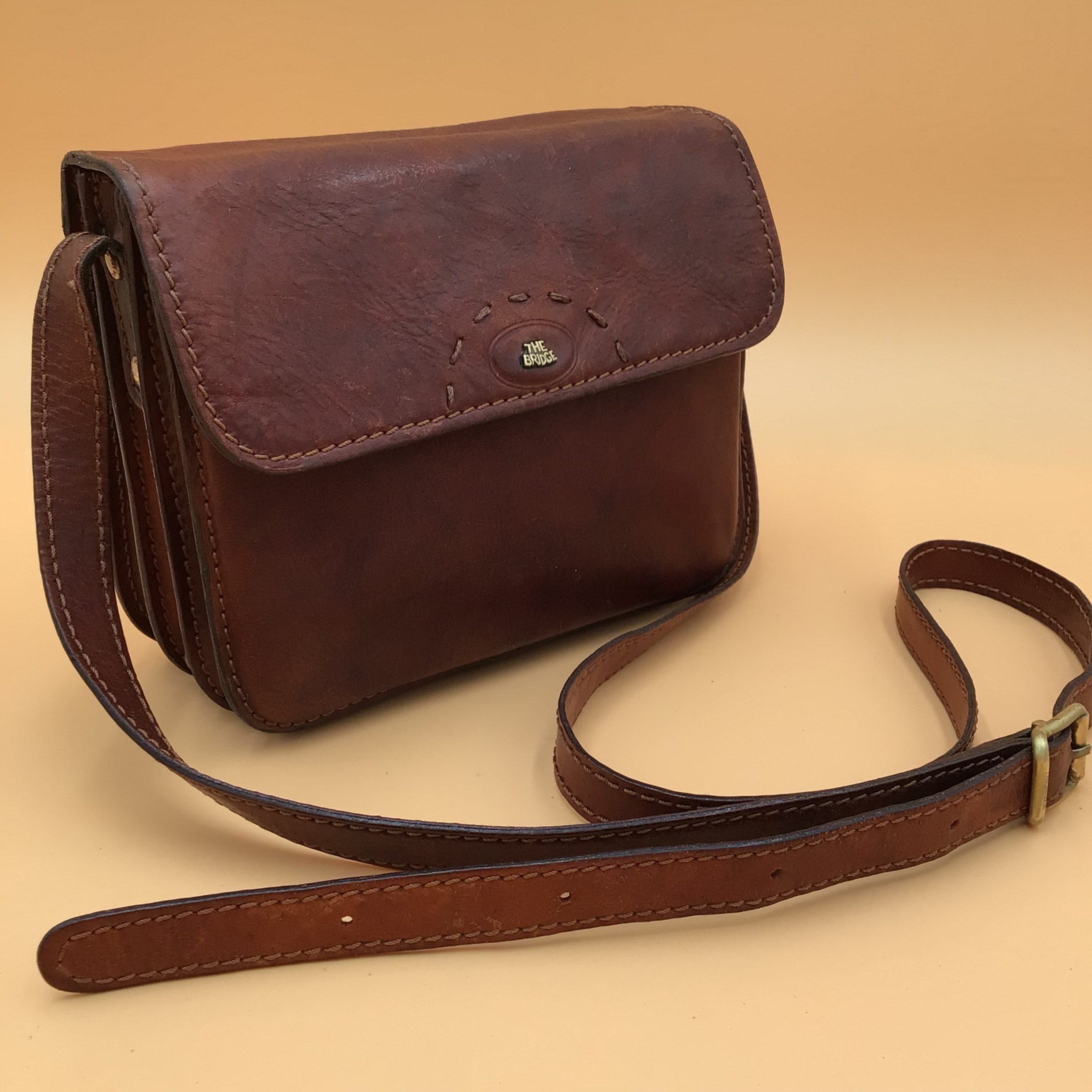 The Bridge Borsa a Tracolla in Pelle Marrone Vintage 1990s Made in Italy image 6