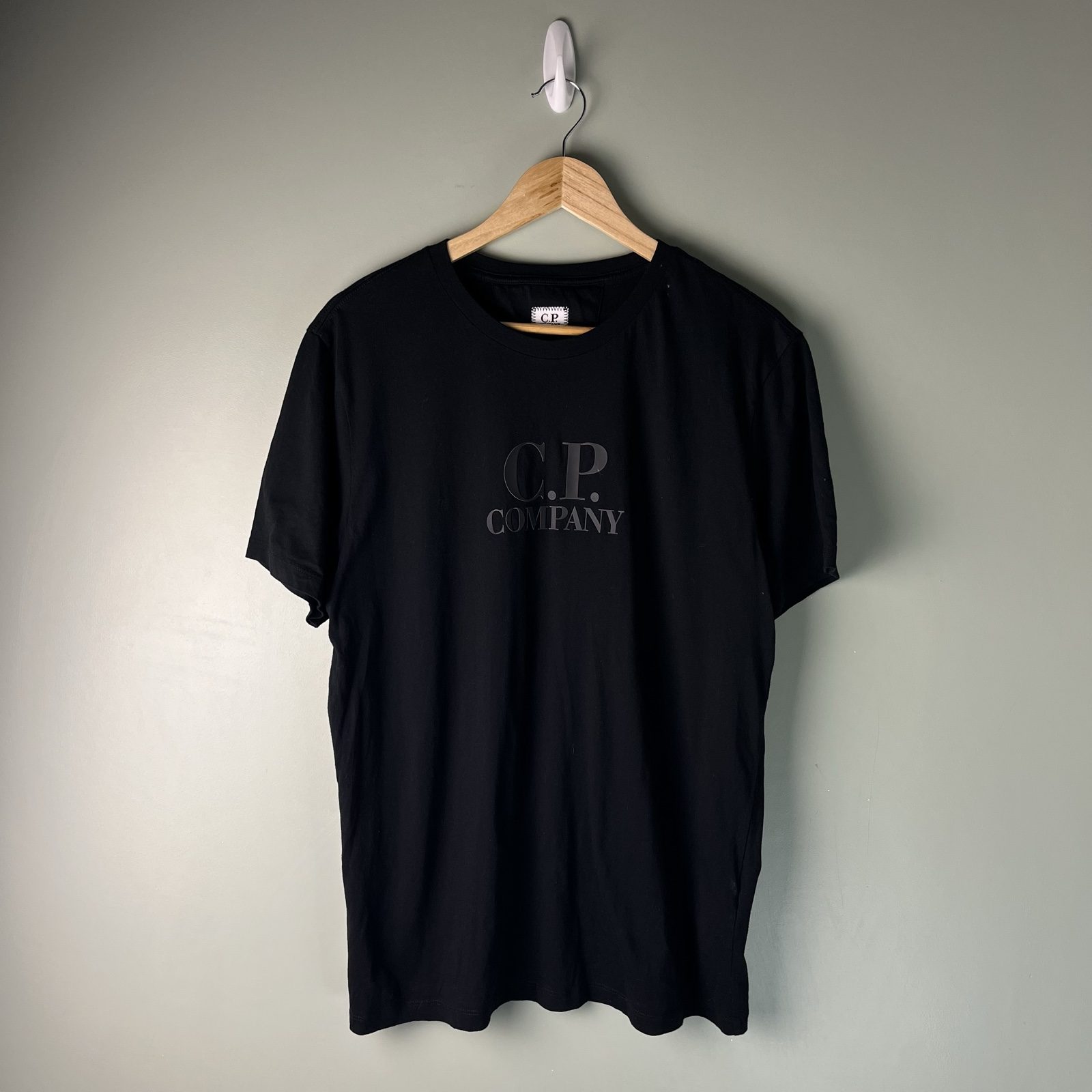 C.P. Company Black Logo Spell out T-Shirt Large Cotton