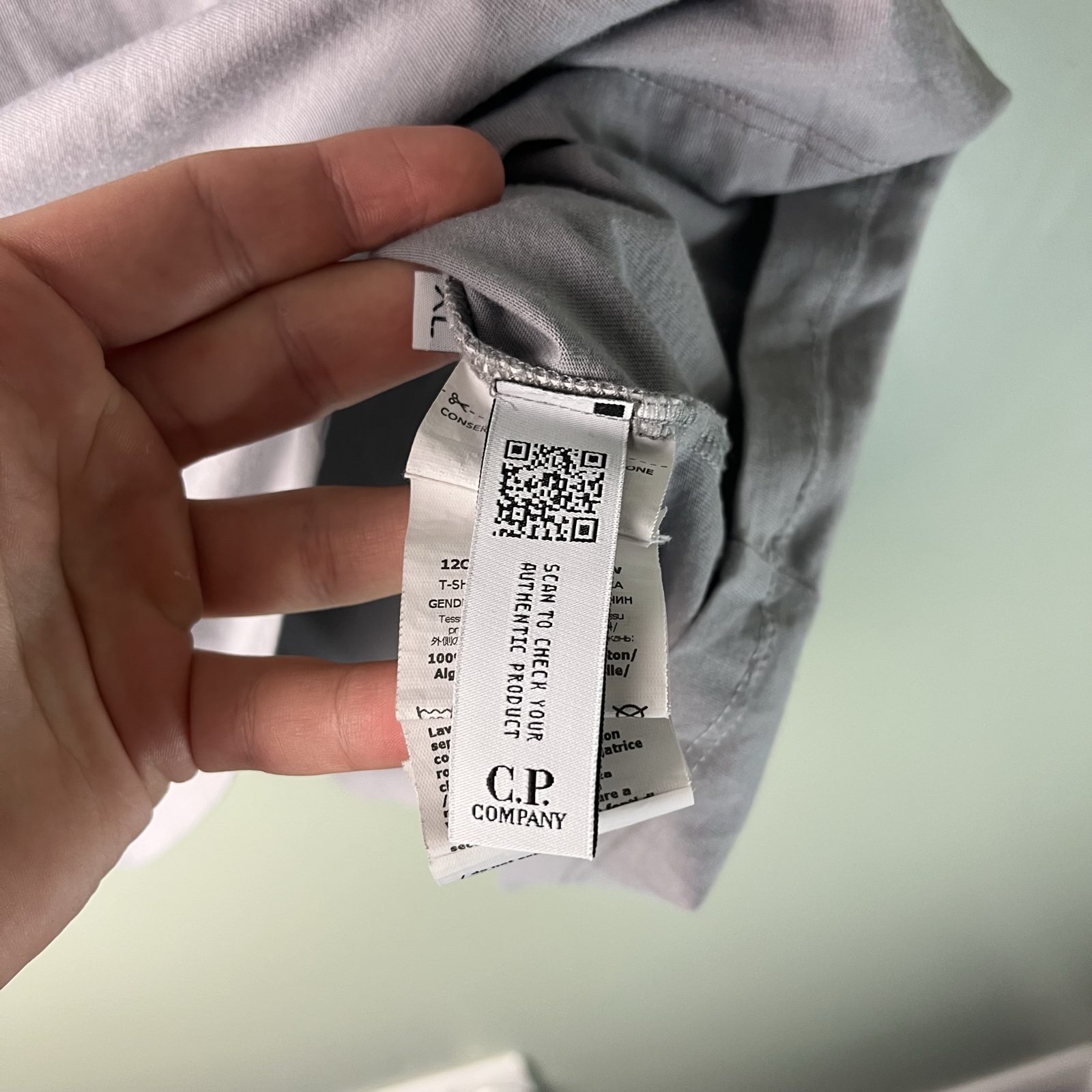 C.P. Company Men's Grey Box Logo T-Shirt image 4