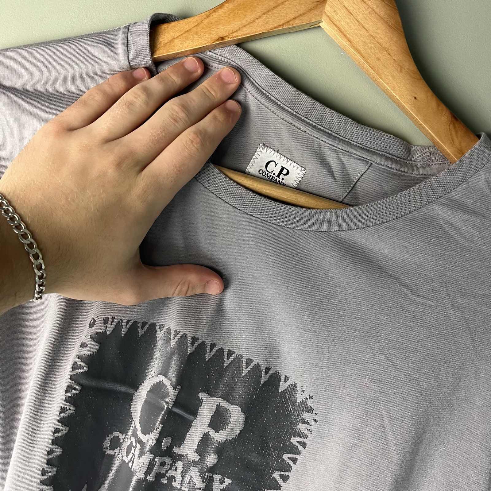 C.P. Company Men's Grey Box Logo T-Shirt image 2