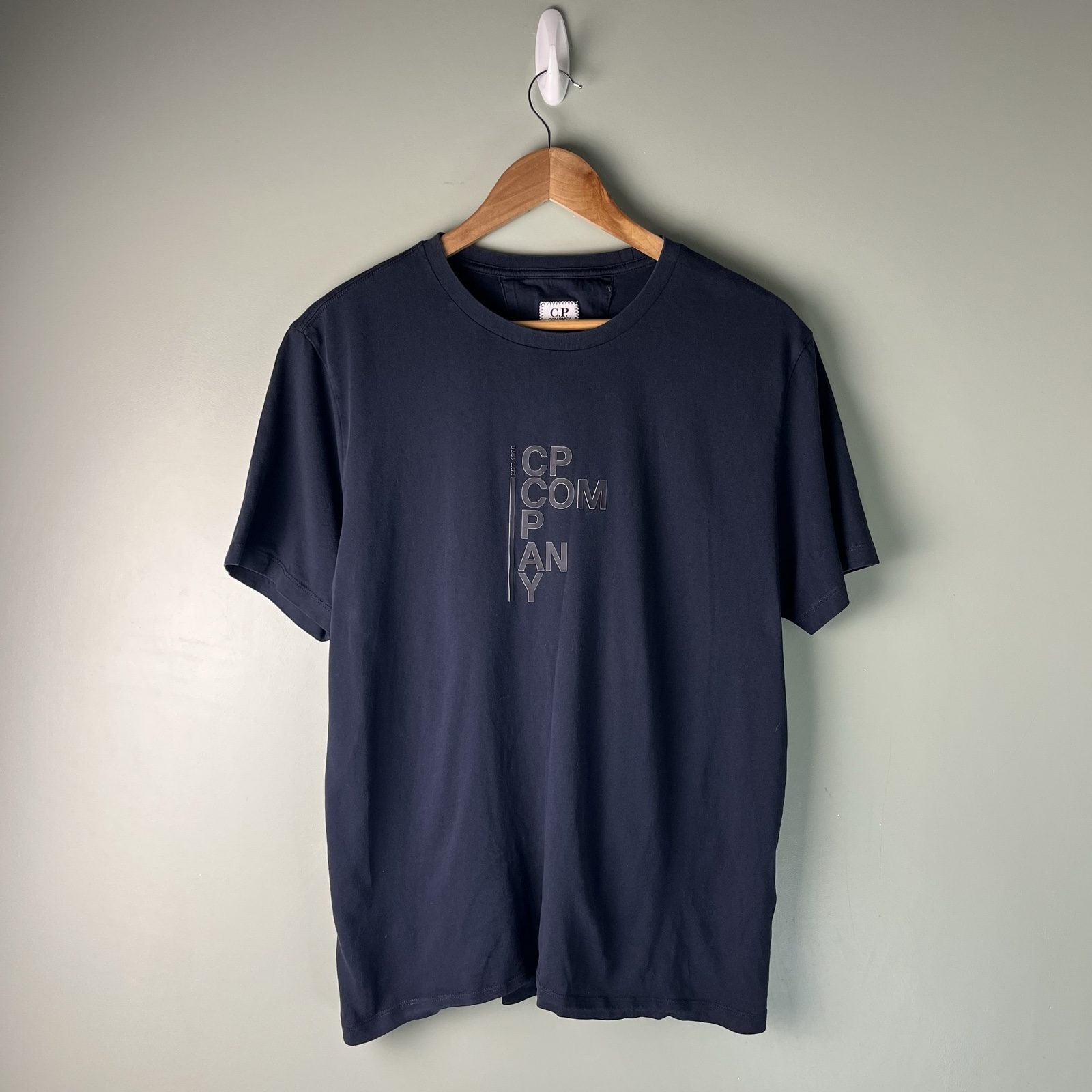 C.P. Company Navy Logo Spell Out Print T-Shirt