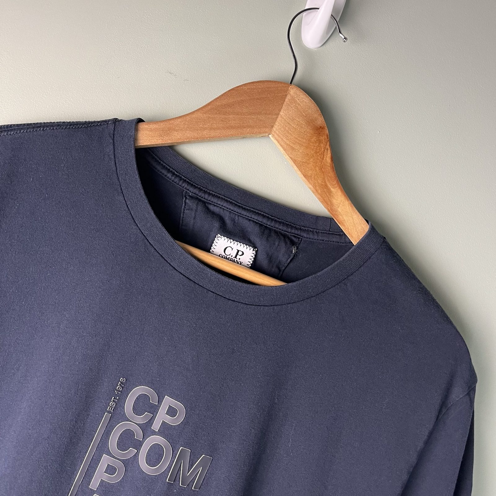 C.P. Company Navy Logo Spell Out Print T-Shirt image 3