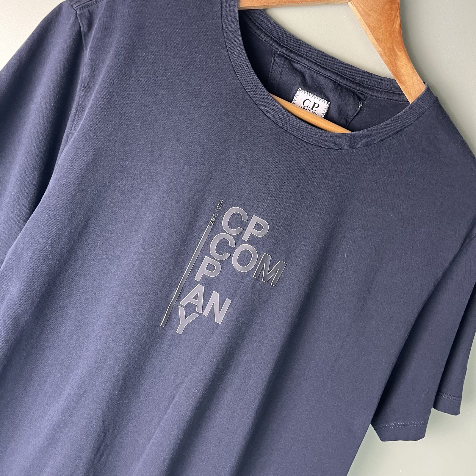 C.P. Company Navy Logo Spell Out Print T-Shirt image 4