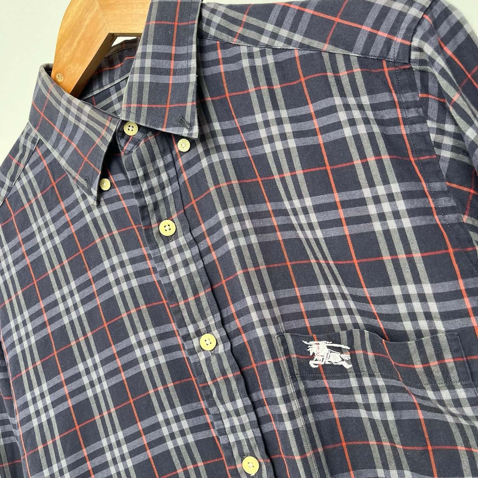 Burberry Navy & Red Checked Cotton Shirt - S image 2