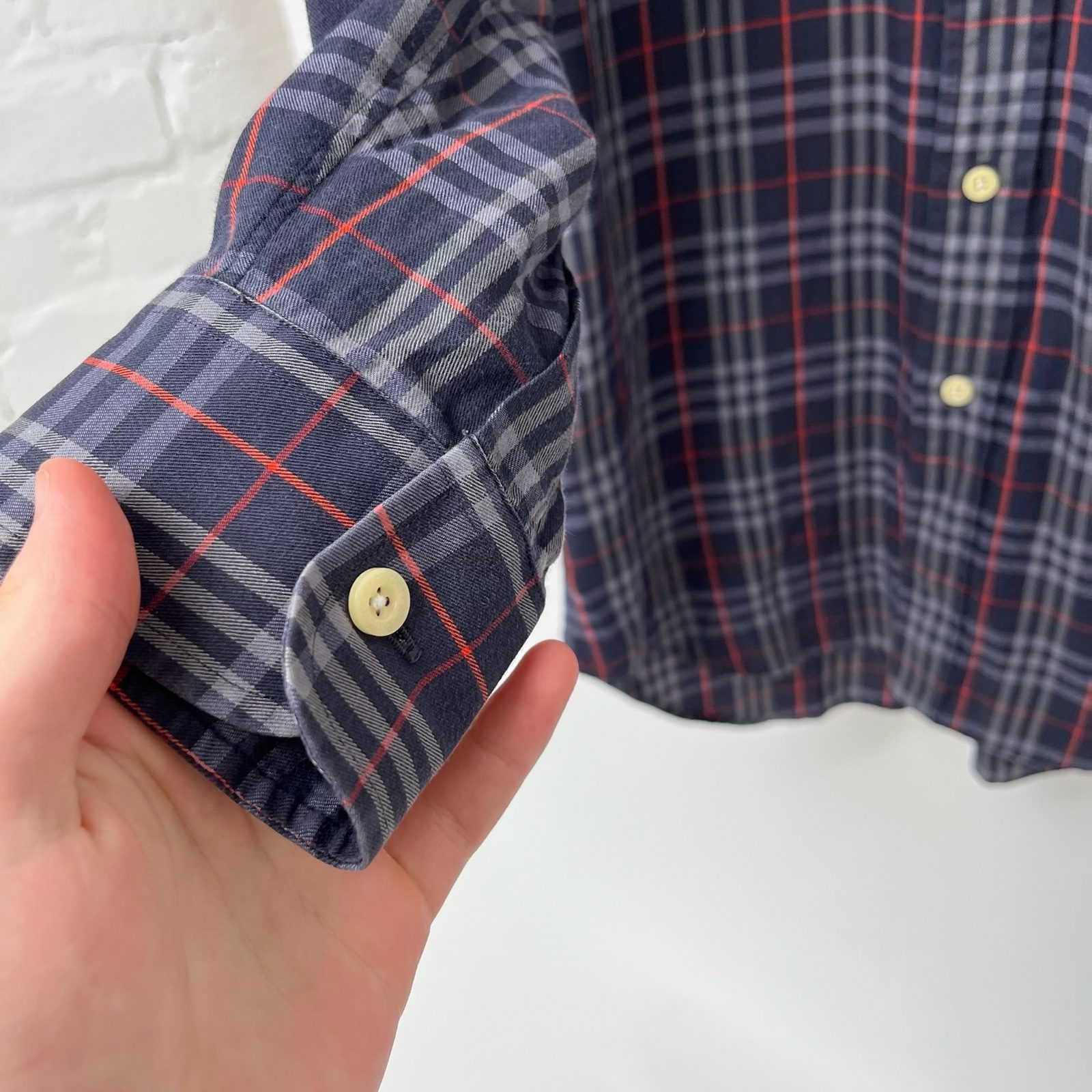 Burberry Navy & Red Checked Cotton Shirt - S image 4