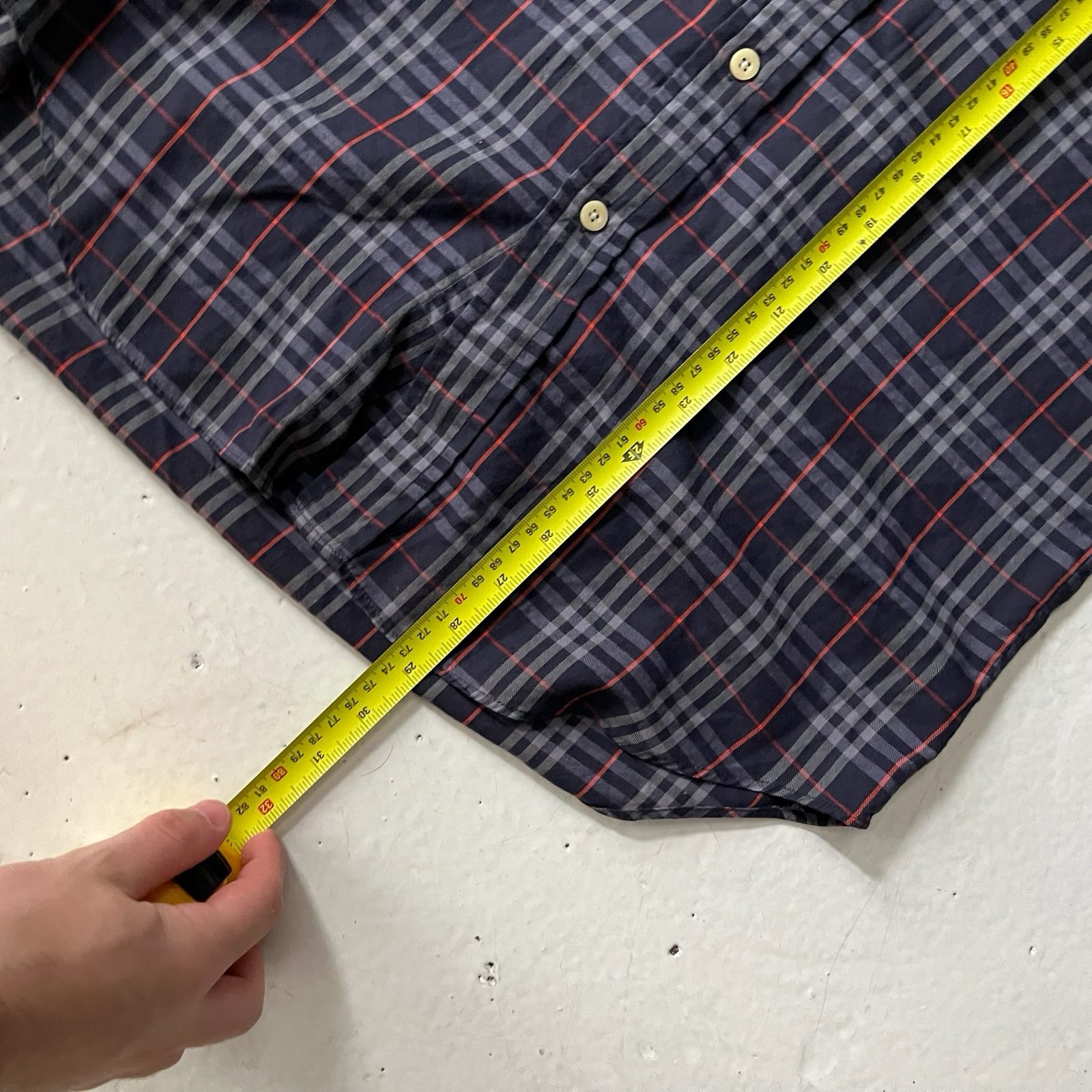 Burberry Navy & Red Checked Cotton Shirt - S image 7