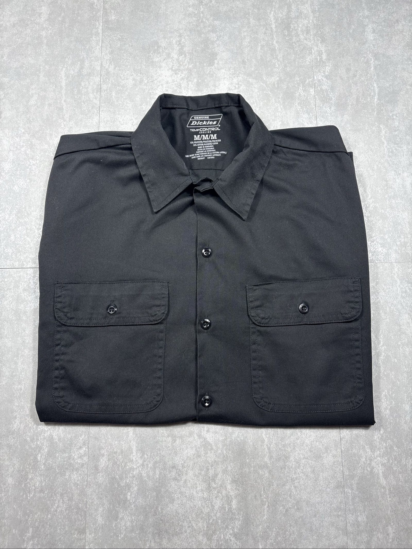 Dickies Men's Black Temp-Control Poly-Cotton Work Shirt M