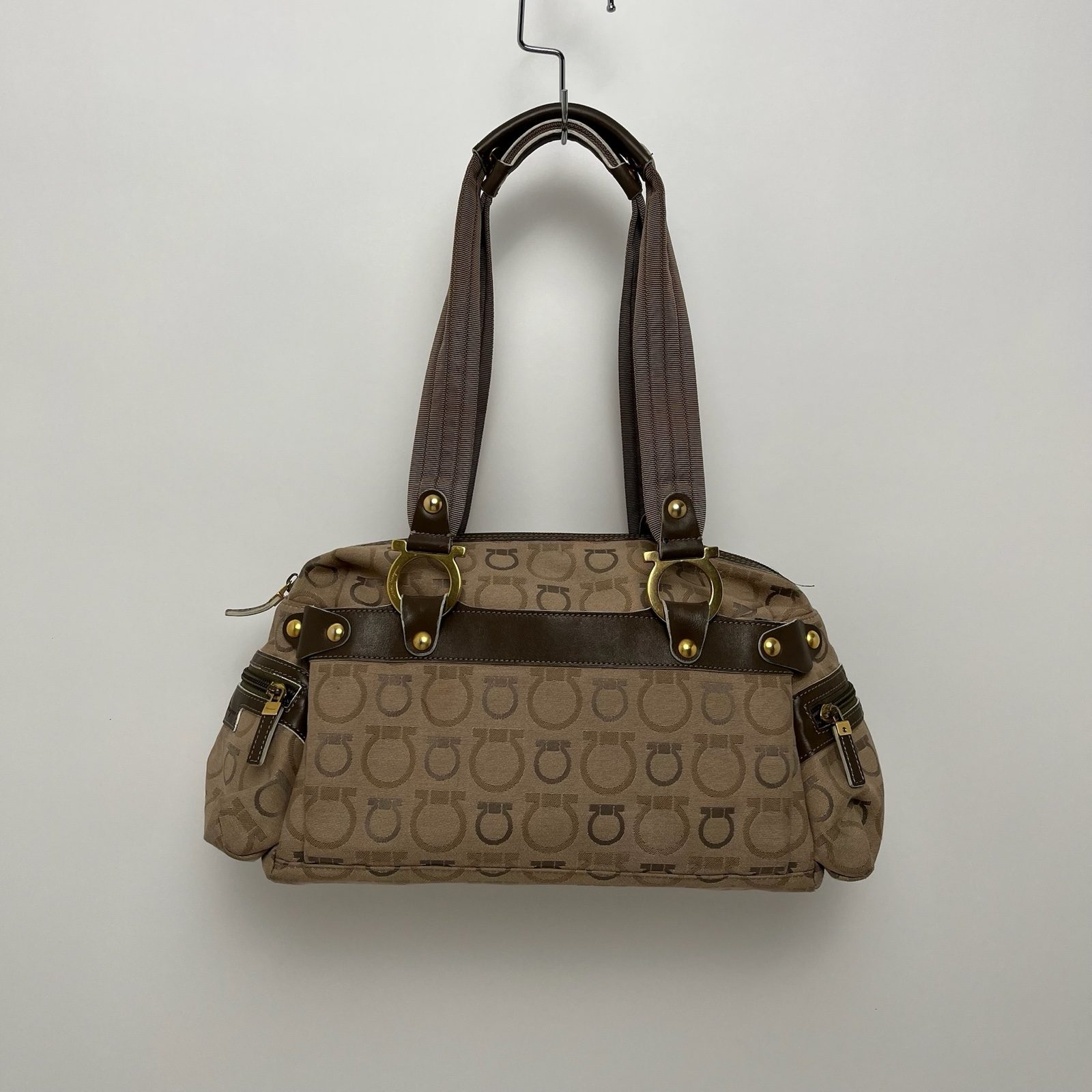 Salvatore Ferragamo Brown Monogram Print Canvas/Leather Shoulder Bag
