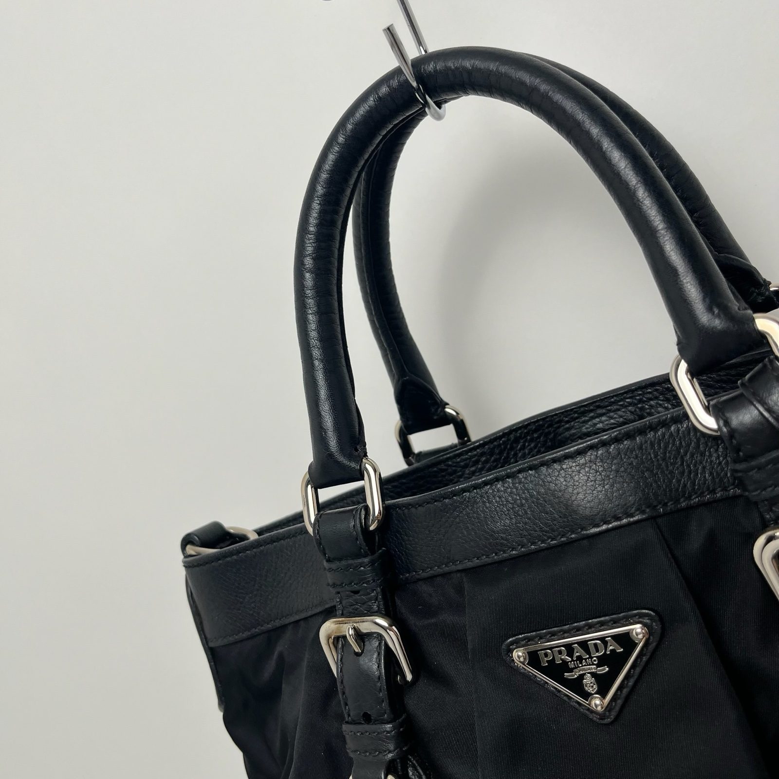 Prada Tessuto Vintage Black Nylon/Leather Handbag image 3