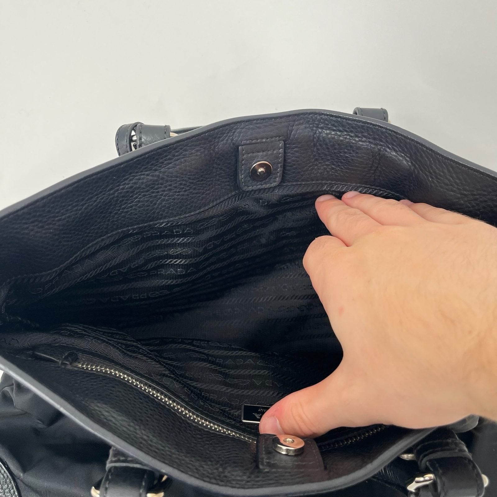 Prada Tessuto Vintage Black Nylon/Leather Handbag image 9