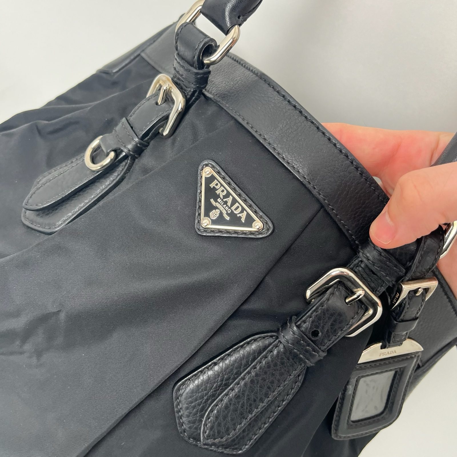 Prada Tessuto Vintage Black Nylon/Leather Handbag image 4